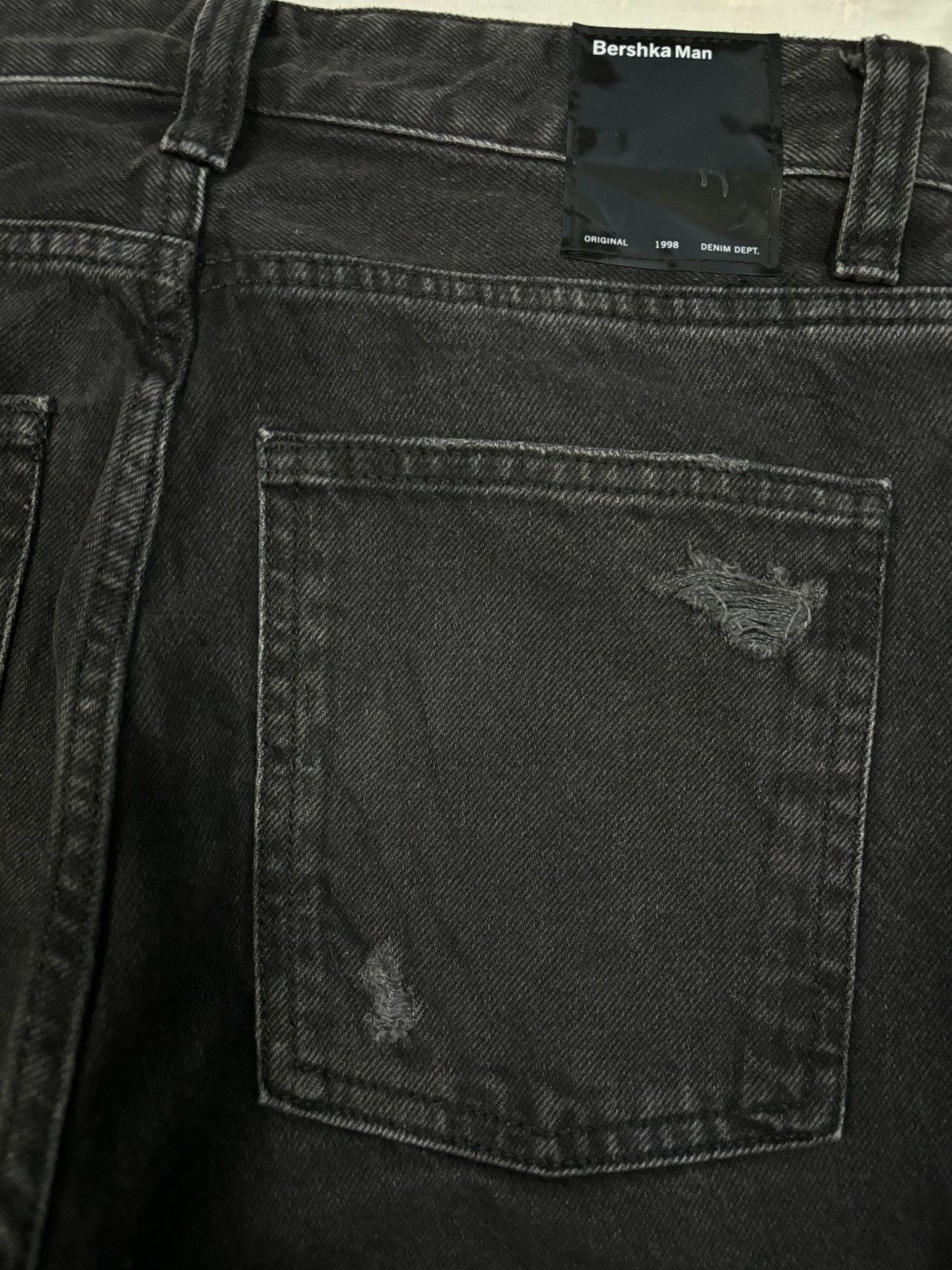 JNCO Bershka Black Faded Baggy Tapered Distressed Grunge Jeans Size US 30 / EU 46 - 12 Thumbnail