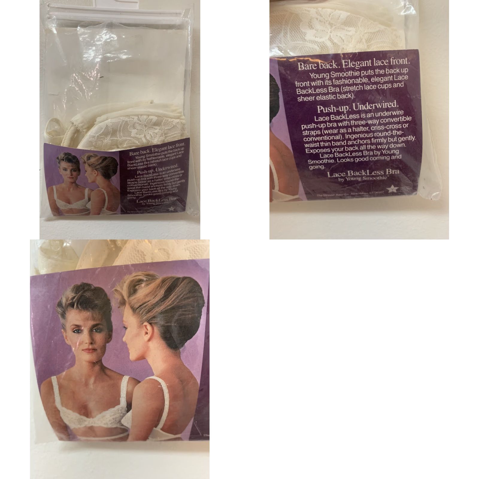 Vintage VINTAGE Young Smoothie Lace Backless Bra Adjustable Size 34B Made in USA NEW NOS Size ONE SIZE - 8 Thumbnail