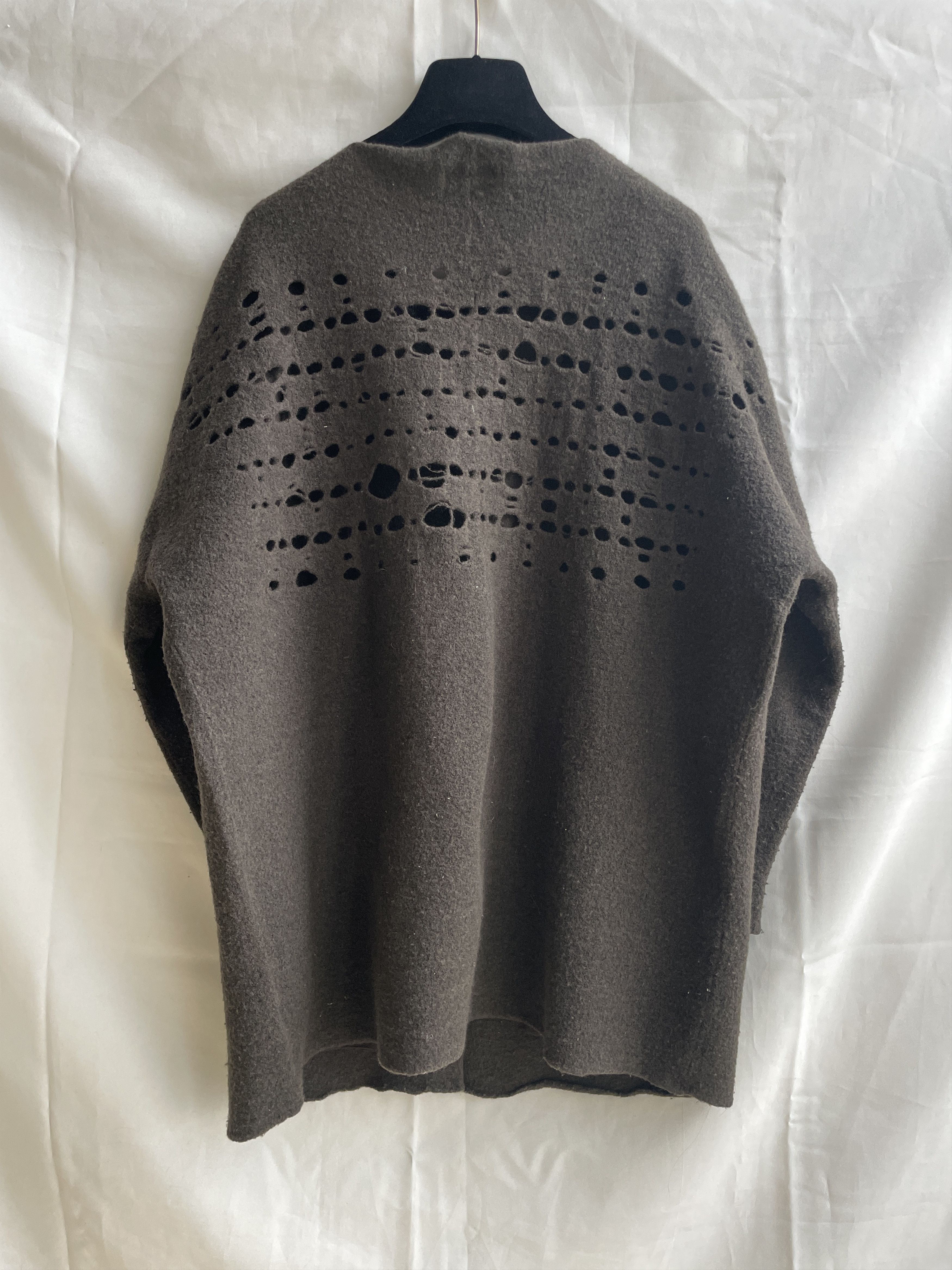 Sarah Pacini Sarah Pacini Wool Blend Perforated Back Green Cardigan Size ONE SIZE - 2 Thumbnail