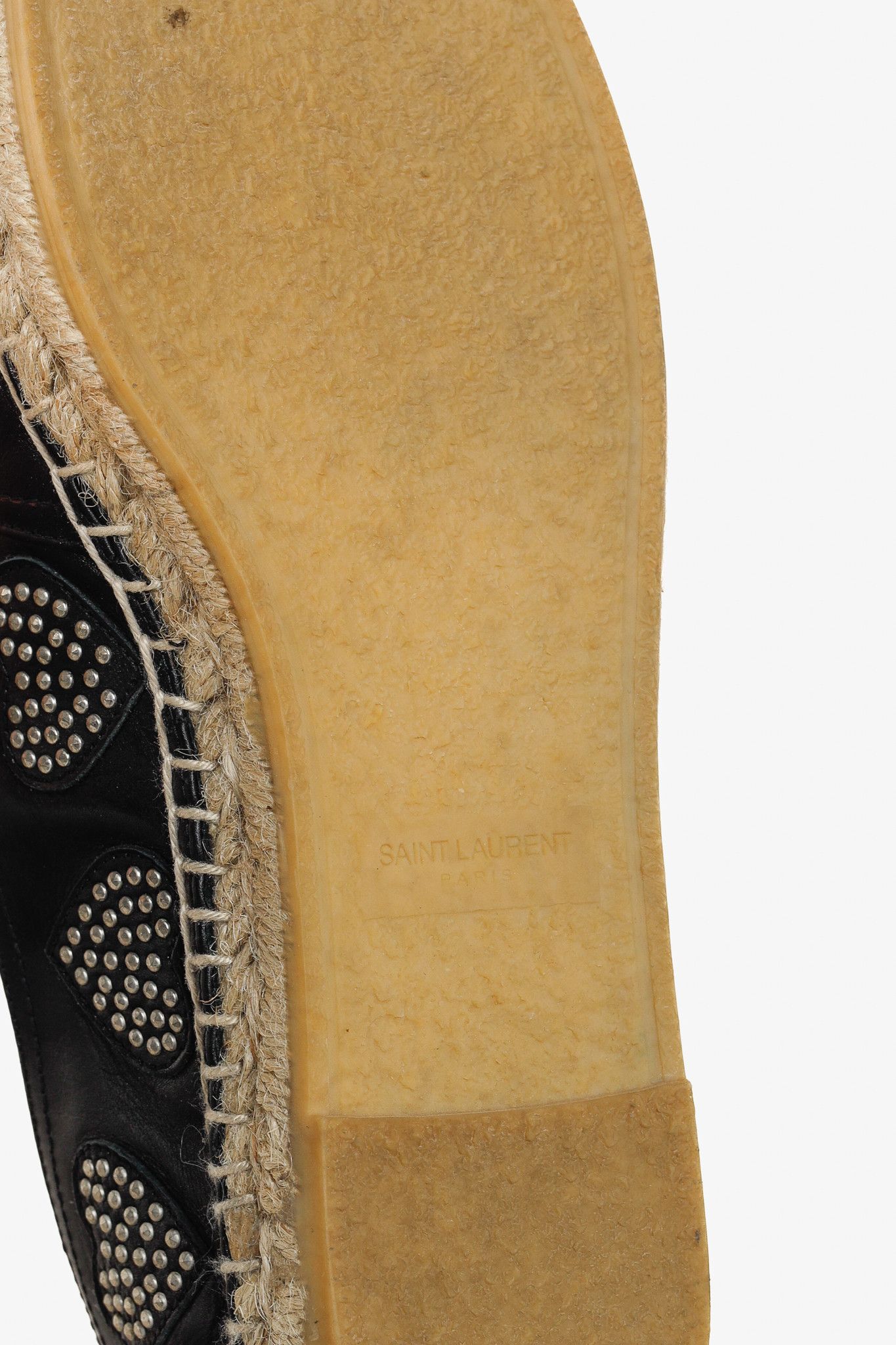 Saint Laurent Paris Saint Laurent Nero Leather Studded Heart Espadrilles Size US 6.5 / IT 36.5 - 5 Thumbnail
