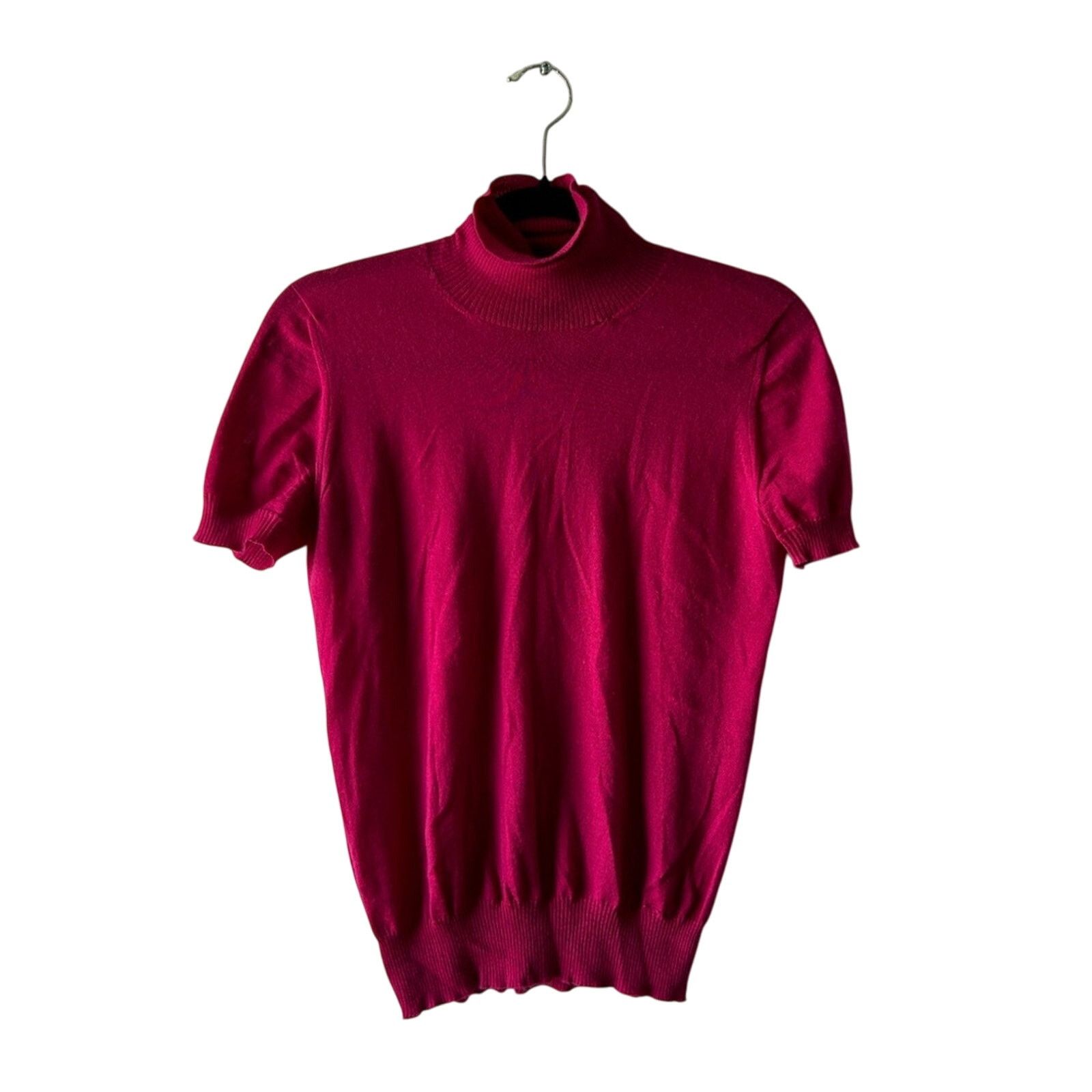 Gucci fuchsia short sleeve cashmere turtleneck SMALL (AS IS)