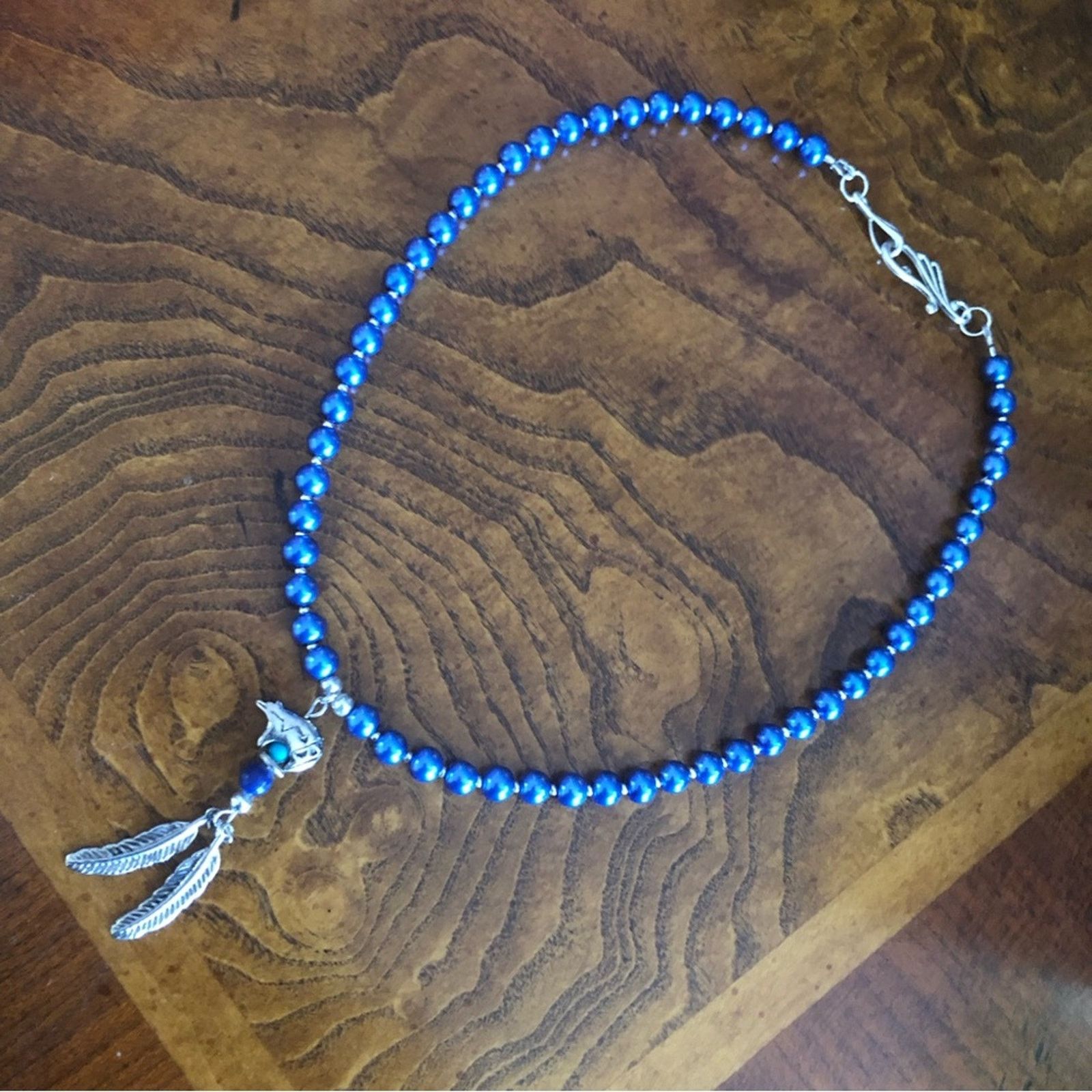 Handmade Handcrafted repurpose southwest bear feather Pearl necklace Size ONE SIZE - 9 Thumbnail