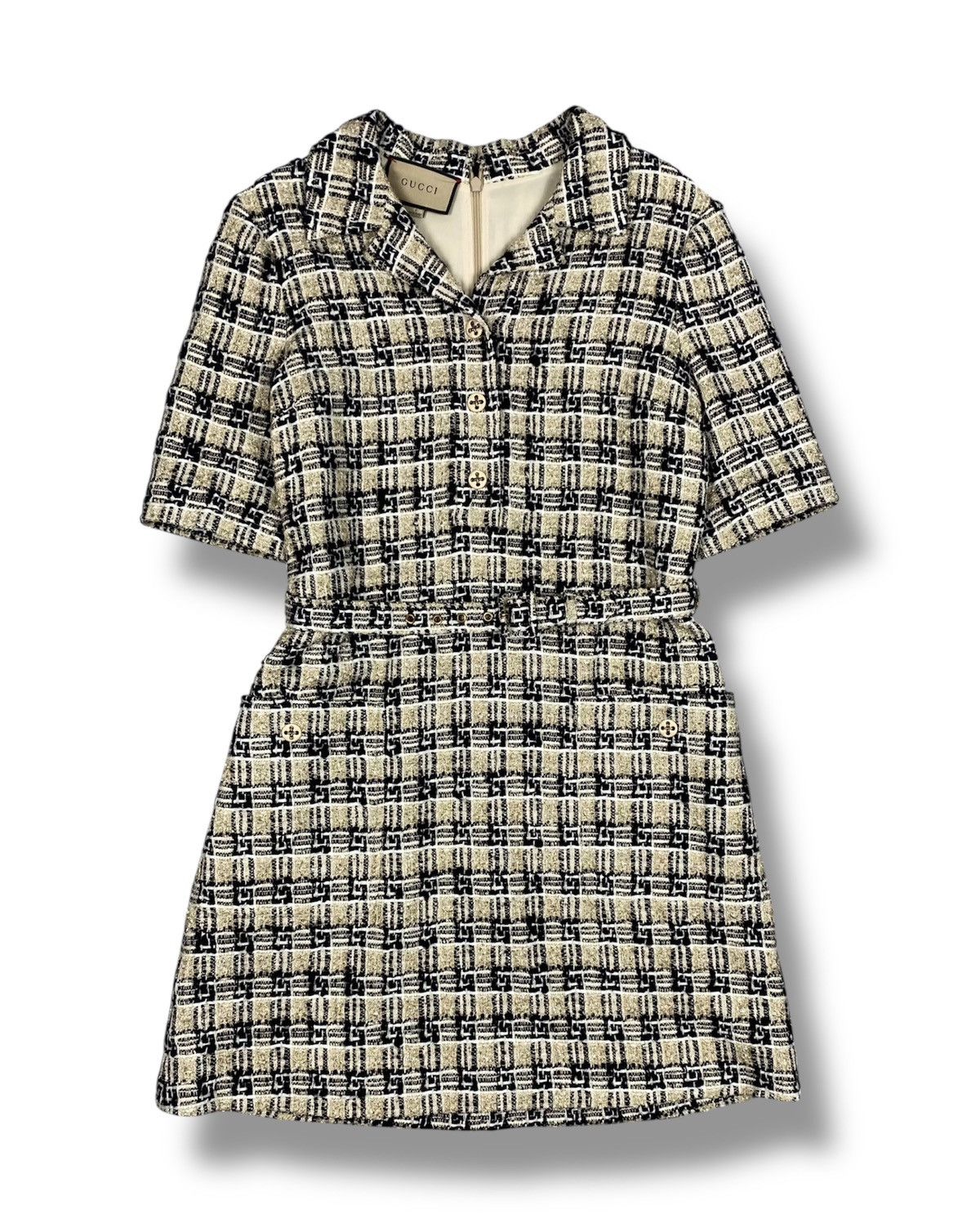 Gucci Gucci GG Monogram Tweed Belted Dress Size IT 42 Size M / US 6-8 / IT 42-44 - 1 Thumbnail