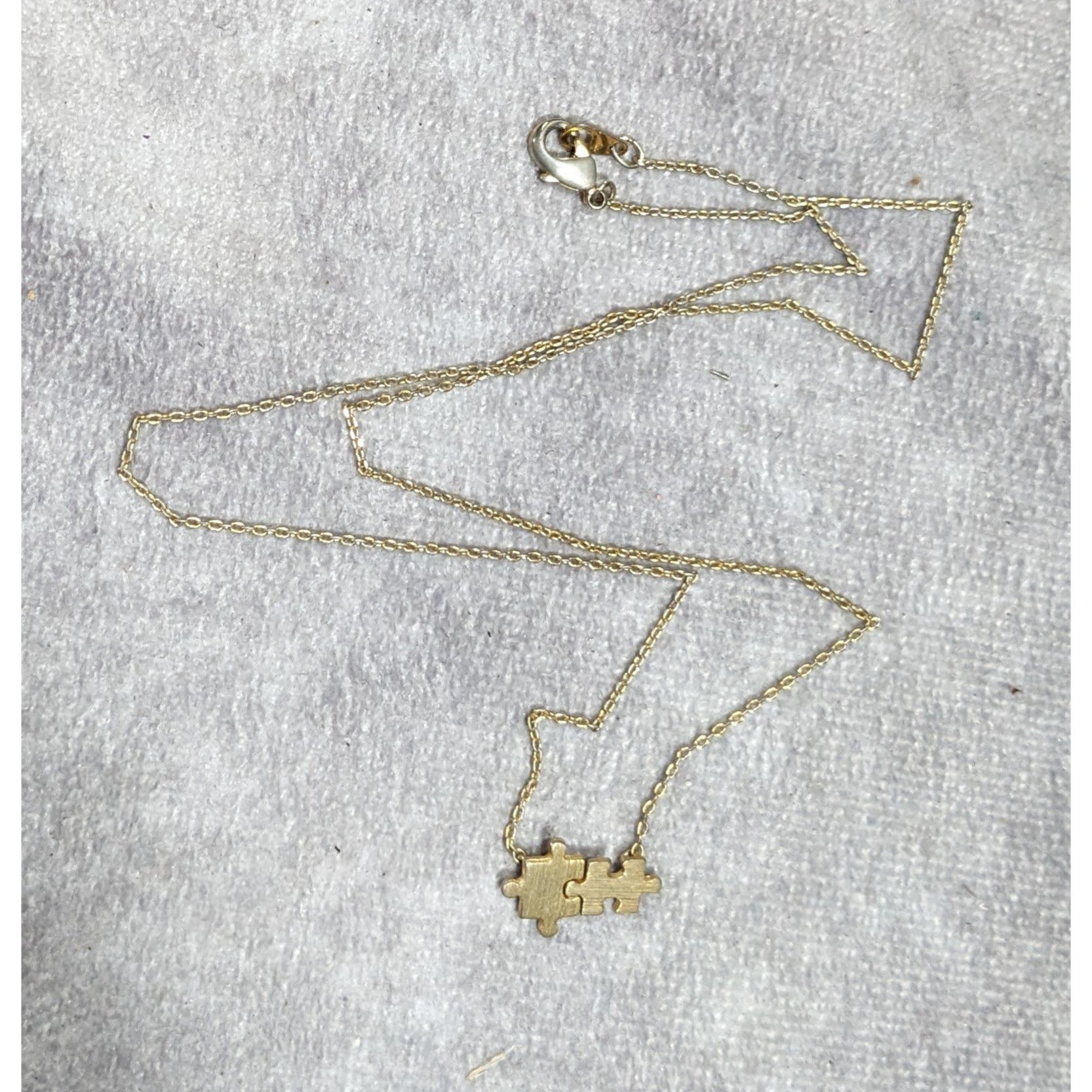Other Minimalist Dainty Puzzle Piece Pendant Necklace Gold Tone Wi Size ONE SIZE - 4 Thumbnail