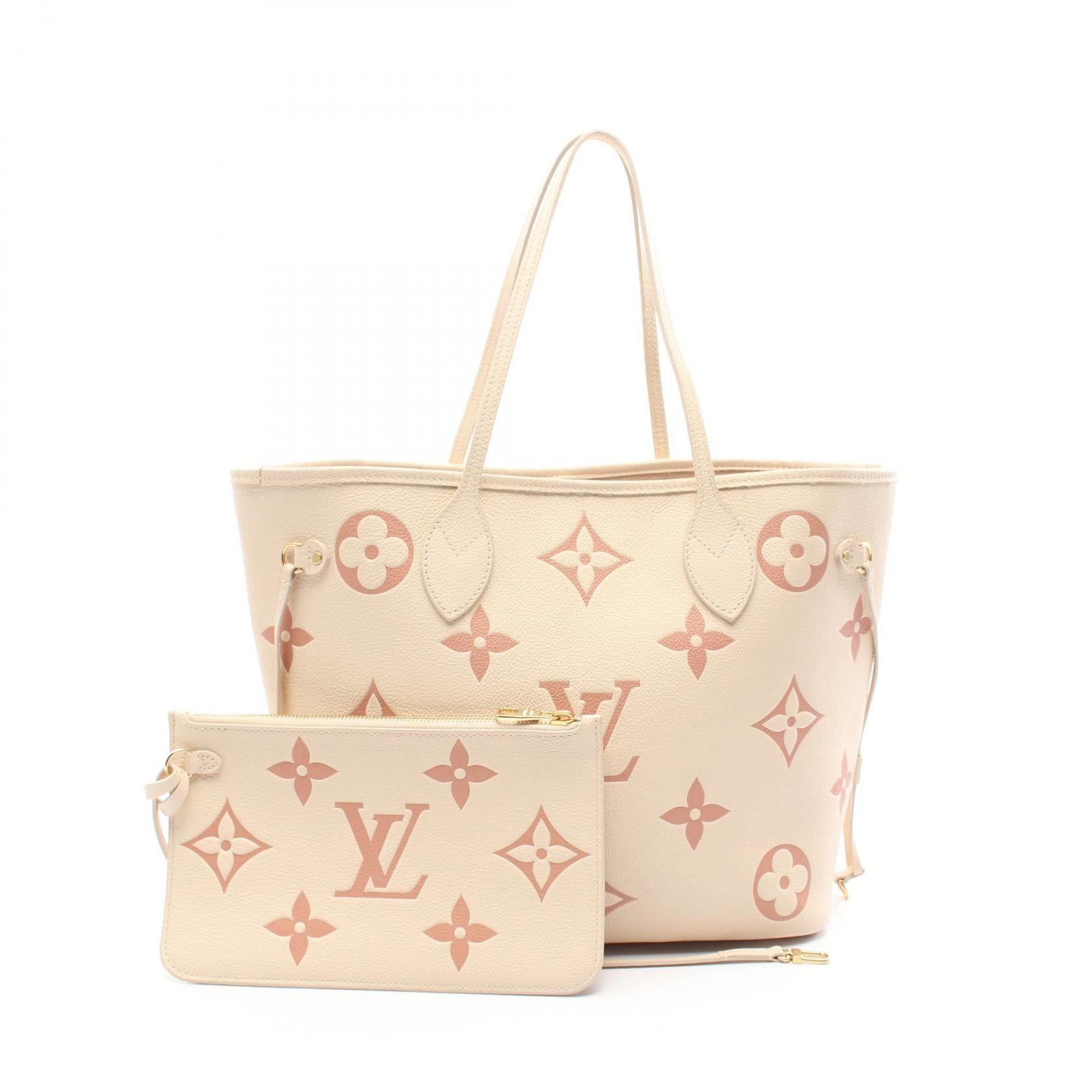 Louis Vuitton Louis Vuitton Neverfull Mm Monogram Ampreinte Bicolor Claim Rose Trianon Shoulder Bag Tote Leather Beige Pink Size ONE SIZE - 1 Thumbnail