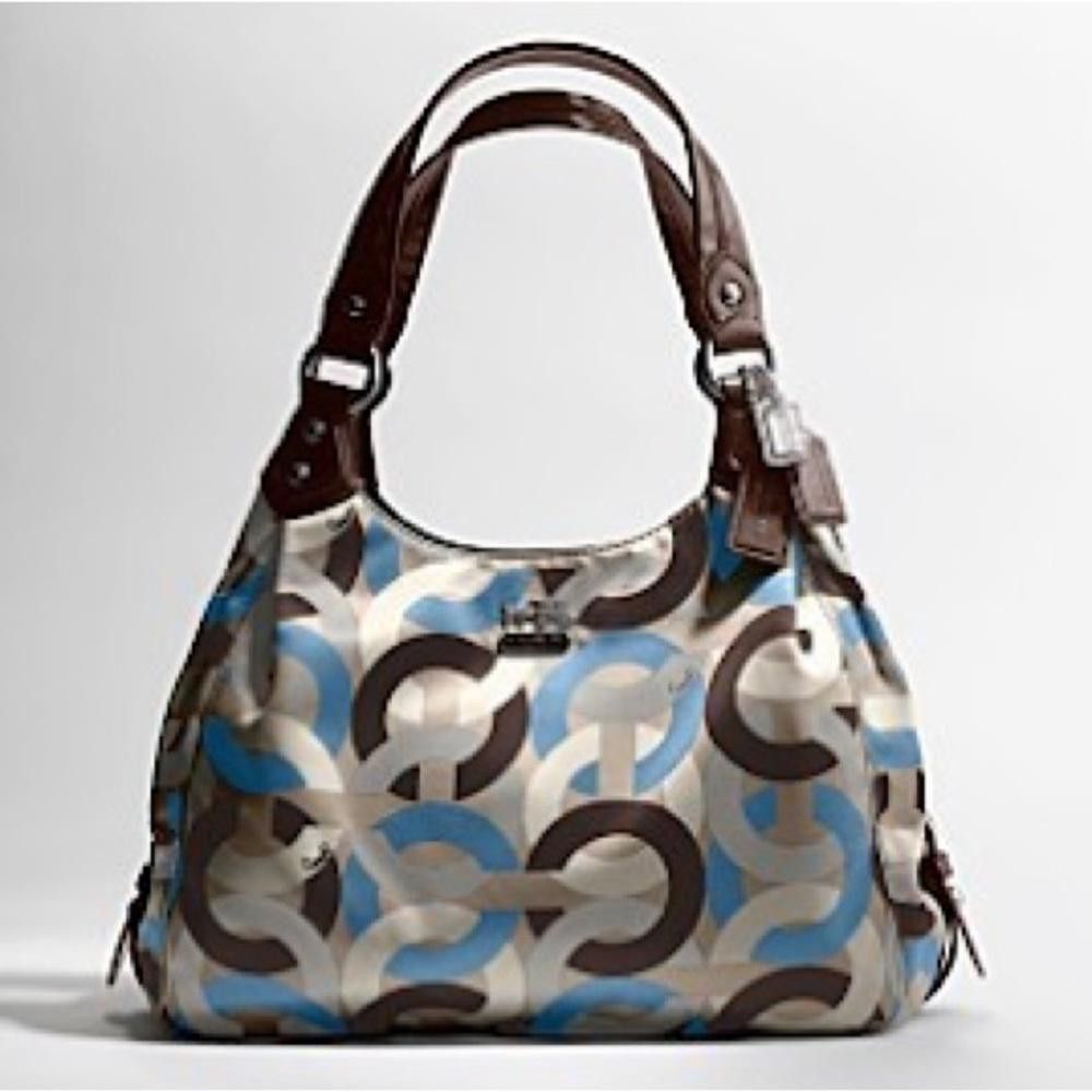 Coach COACH Madison Chain Link Satin Maggie Hobo Blue/Brown Size ONE SIZE - 1 Thumbnail
