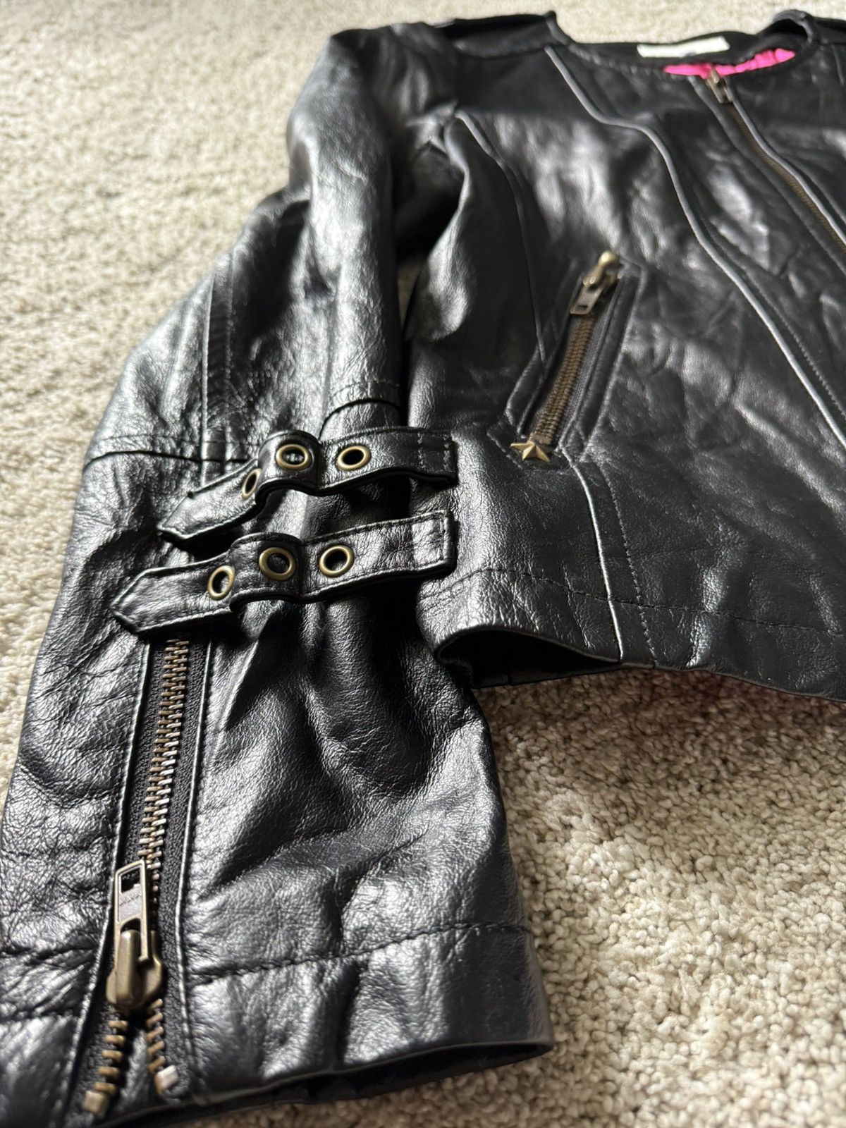 If Six Was Nine Rare Vintage Y2K Leather Jacket Size S / US 4 / IT 40 - 2 Thumbnail