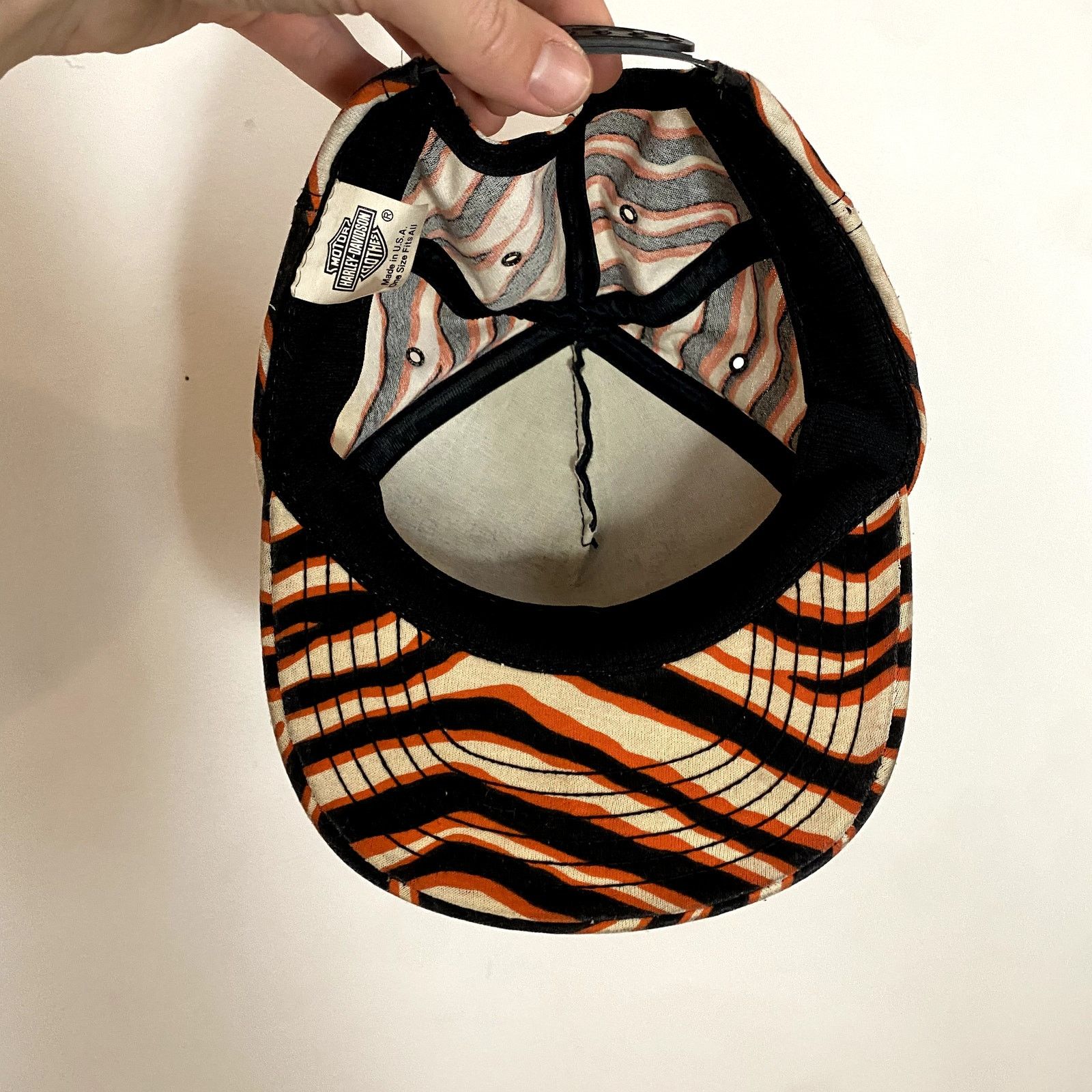 Harley Davidson × Vintage Vintage Harley Davidson Striped Wavy Snapback Hat Size ONE SIZE - 5 Thumbnail