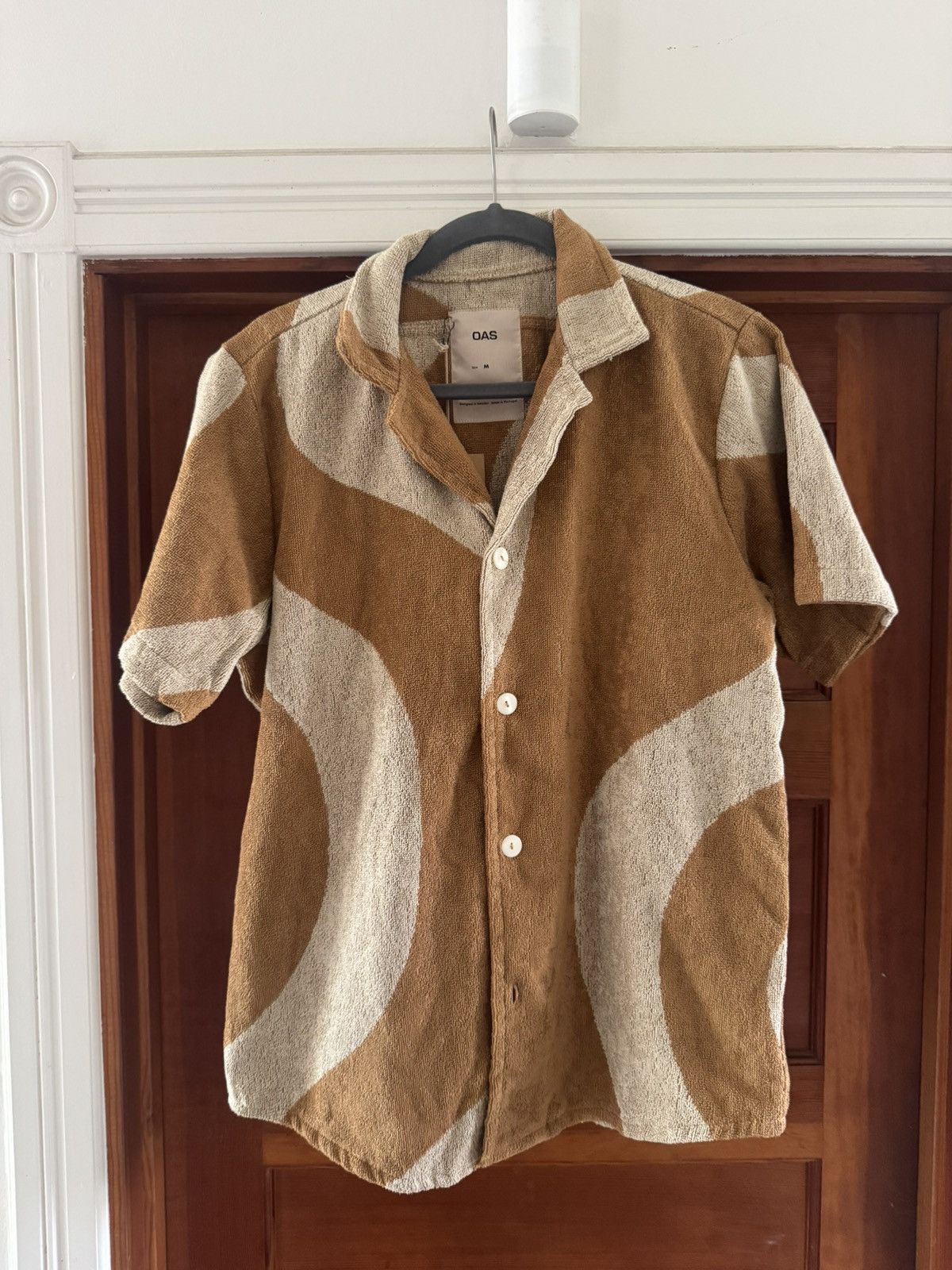 OAS Terry cloth tan and brown shirt