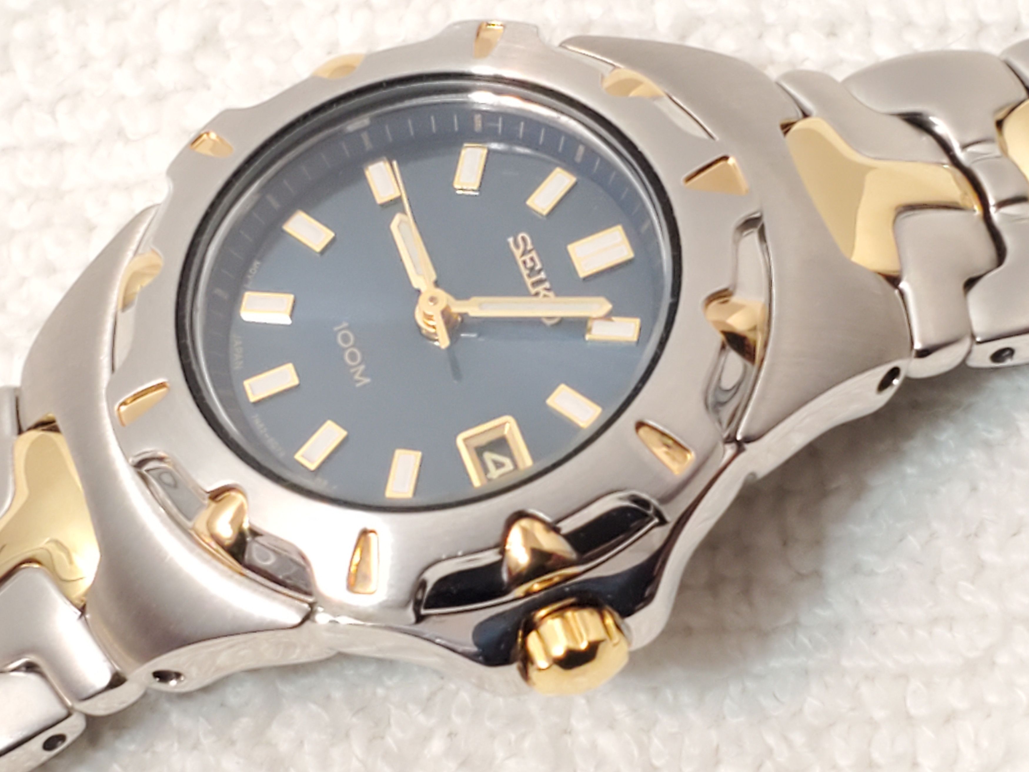 Seiko Vintage Seiko Gold Tone S Steel Blue Dial Date Women Watch Size ONE SIZE - 3 Thumbnail