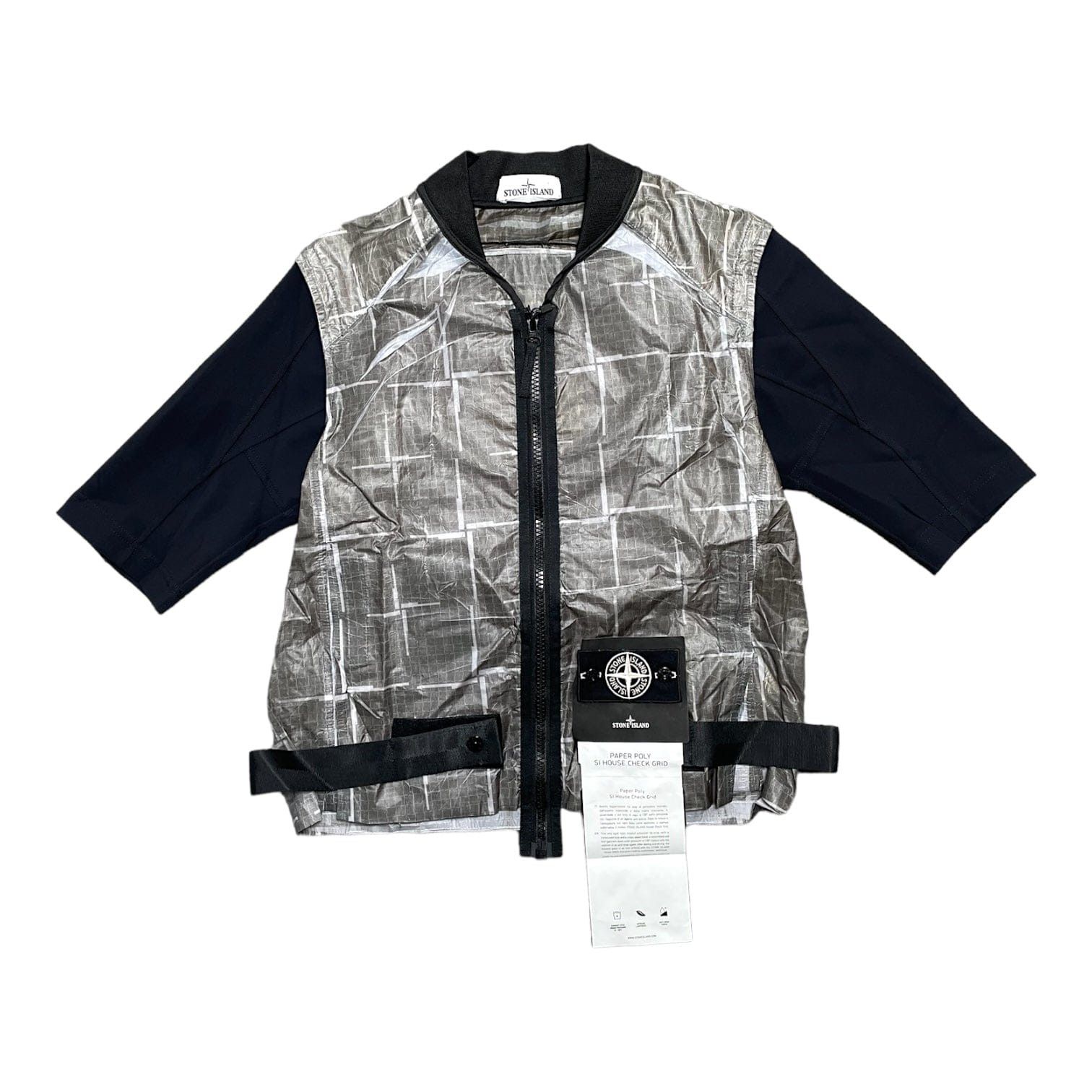 Stone Island Paper Poly SI House Check Grid Jacket Black Grailed