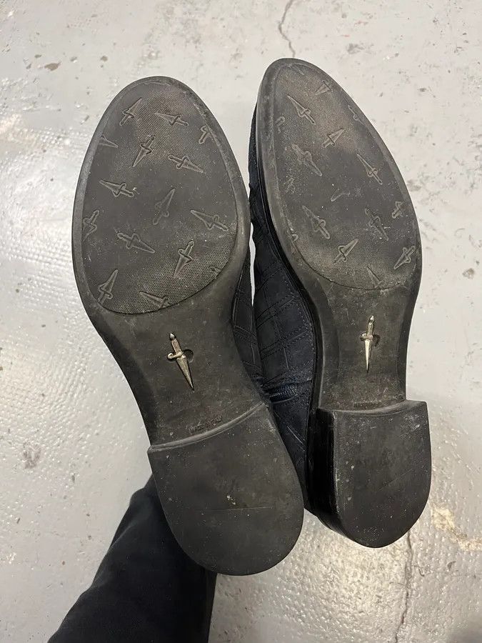 Vintage Cesare Paciotti Geometrical Buckle Navy Suede Leather Boots Size US 7.5 / EU 40-41 - 6 Thumbnail