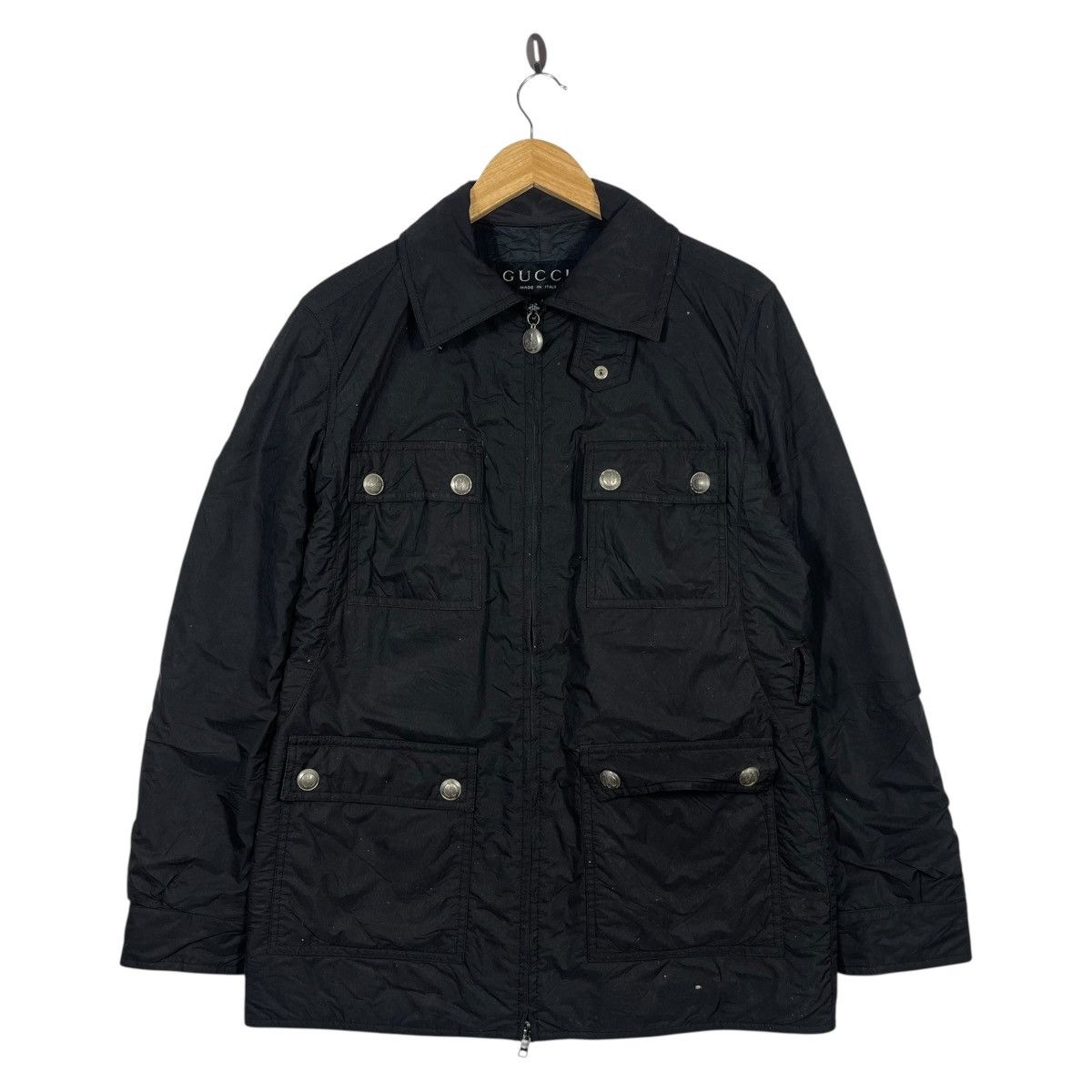 Gucci Gucci Black Field Jacket Button Pocket Zip Coat Size US M / EU 48-50 / 2 - 1 Thumbnail