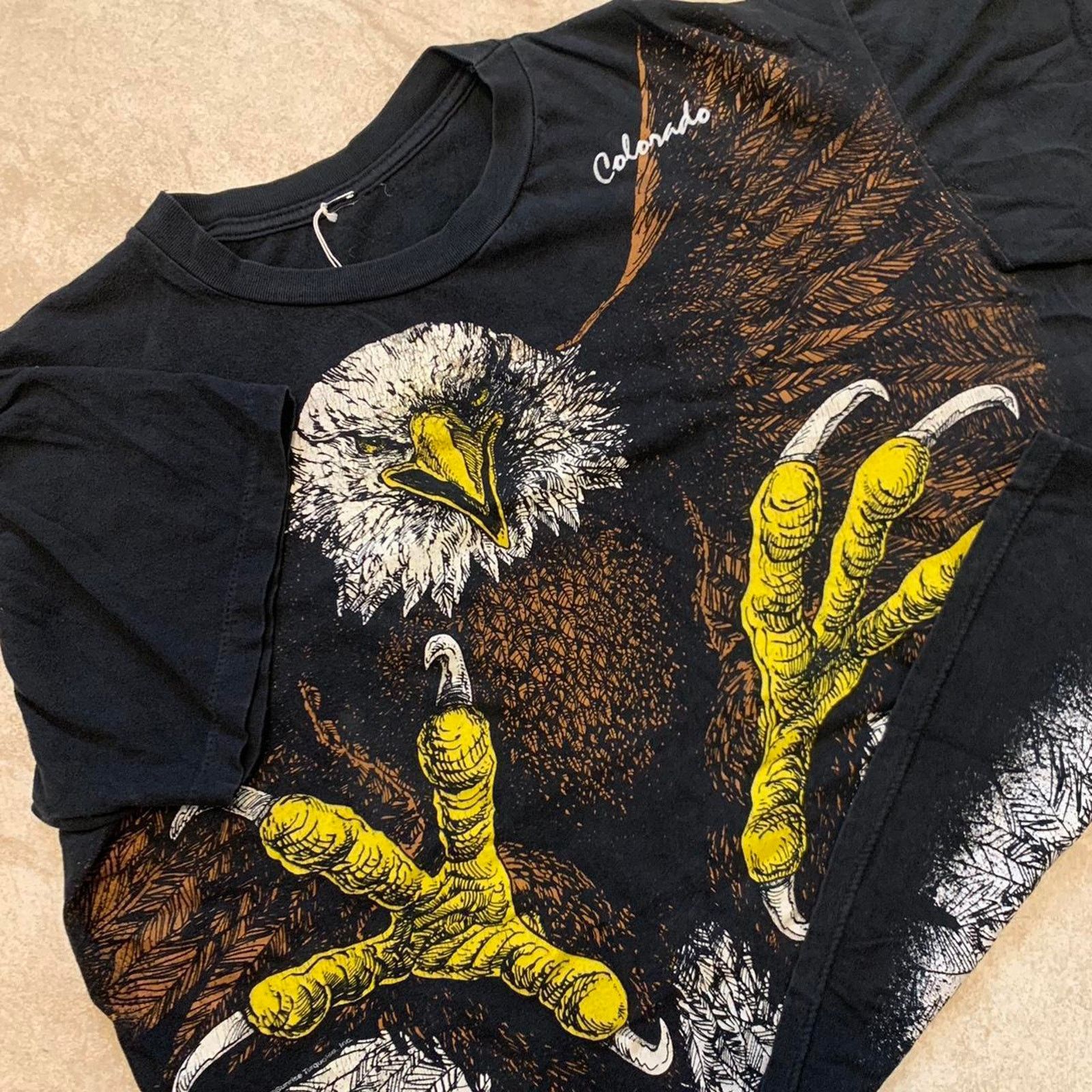 Vintage Vintage 90s AOP Eagle Tshirt Size US XL / EU 56 / 4 - 3 Thumbnail