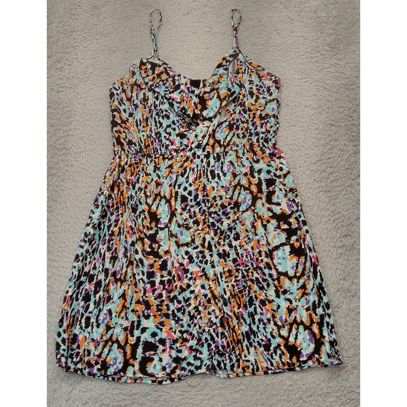 rue21 Rue 21 Sun Dress L Ruffle Animal Print Rayon Size L / US 10 / IT 46 - 1 Thumbnail