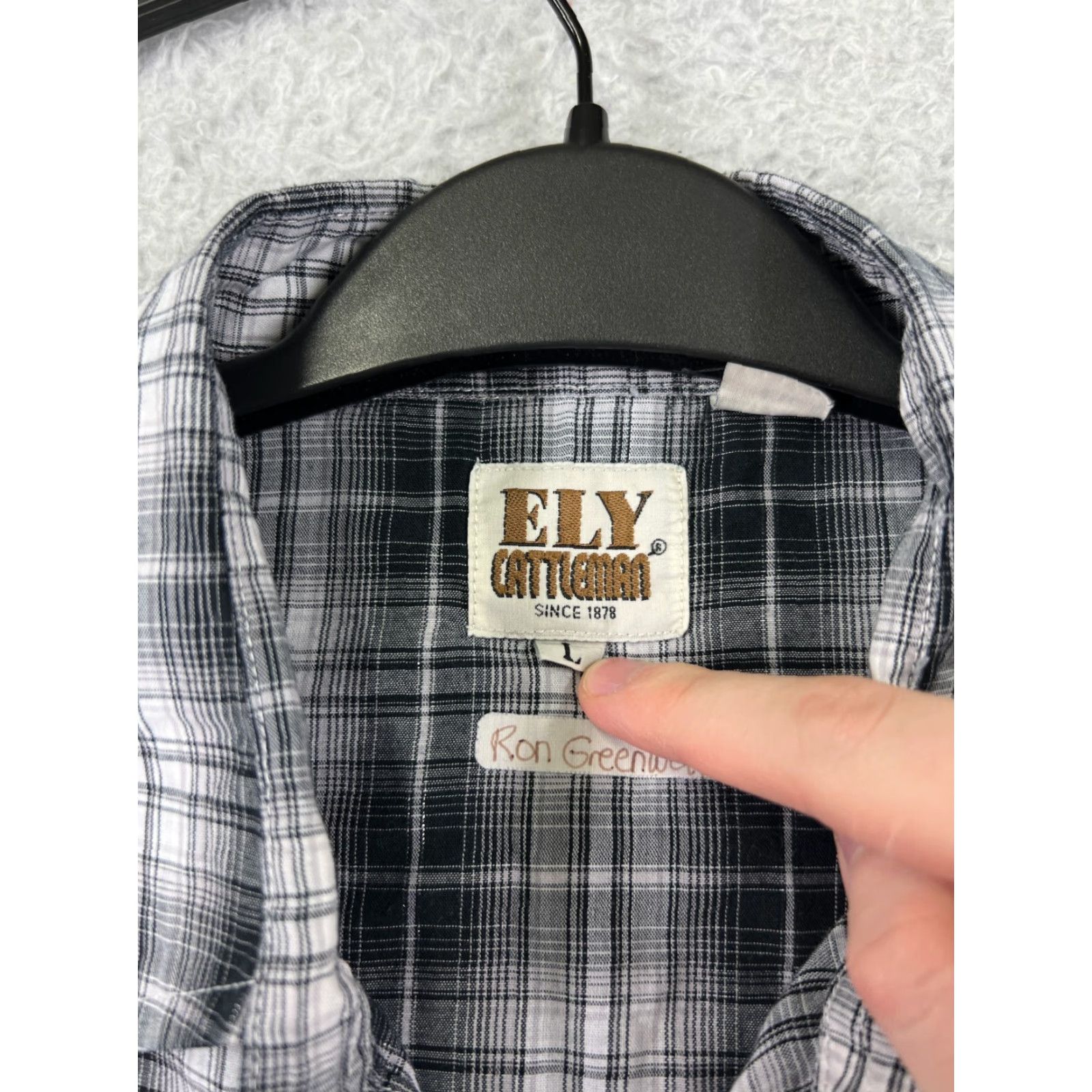 Vintage ELY Cattleman Shirt Mens Large Gray Plaid Western Pearl Snap Long Sleeve Size US L / EU 52-54 / 3 - 4 Thumbnail