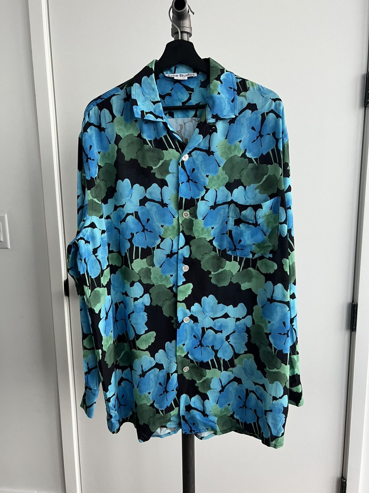 Acne Studios Oversized Blue Floral Shirt Size US M / EU 48-50 / 2 - 1 Thumbnail