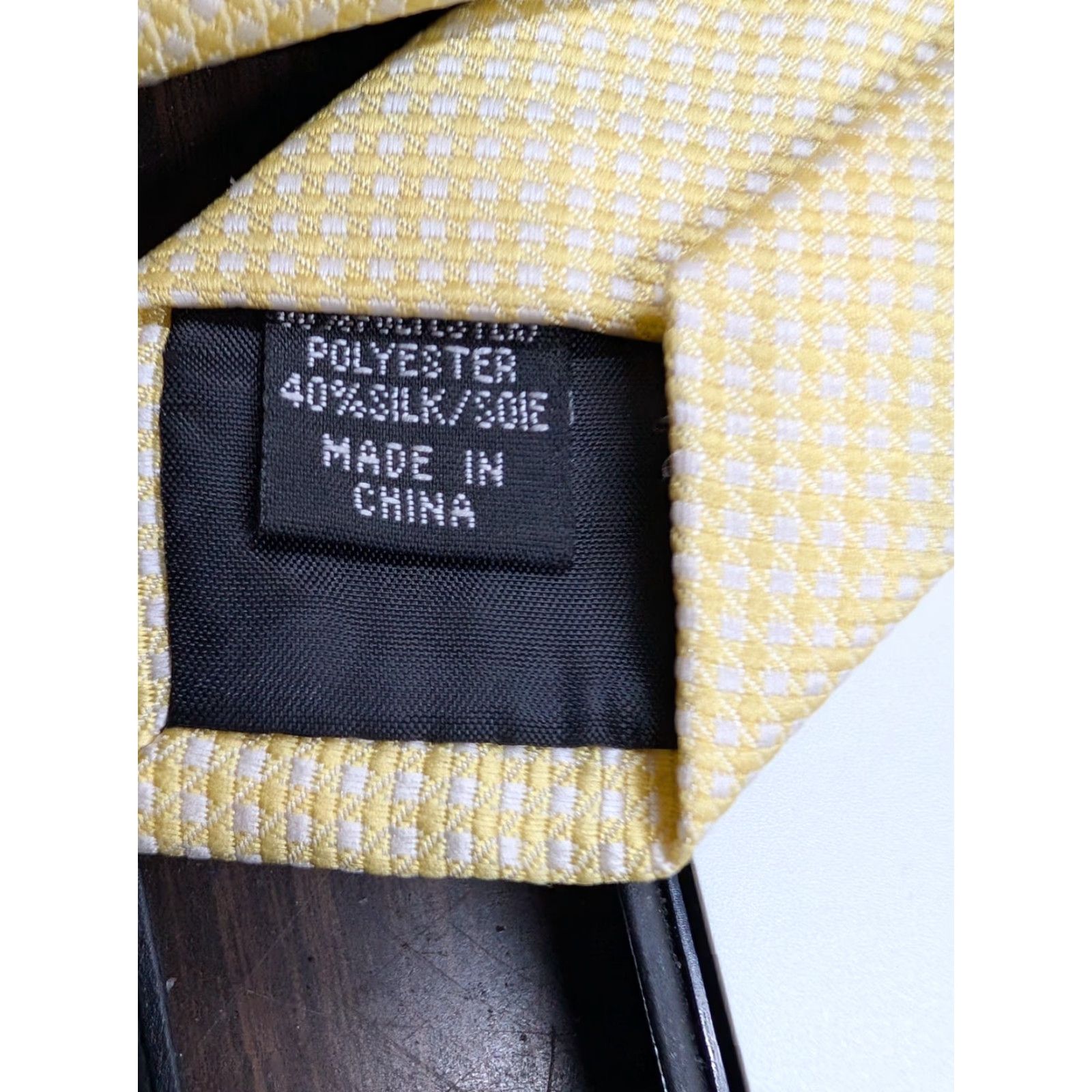 Calvin Klein VINTAGE Calvin Klein Men’s Yellow Silk Mini-Check Slim Neck Tie 56" x 3" NWT New Size ONE SIZE - 5 Thumbnail