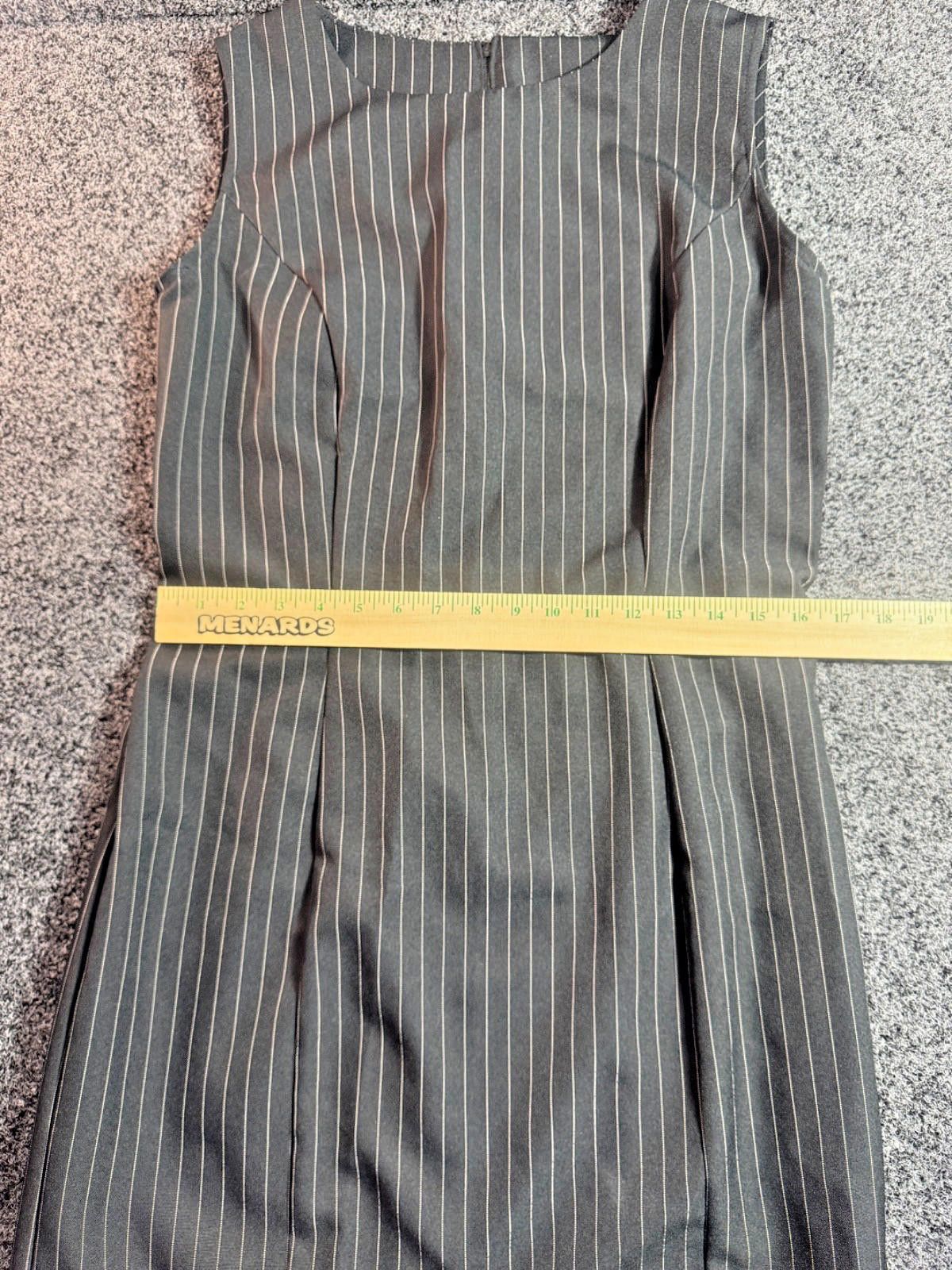 The Unbranded Brand Vintage Black Pinstripe Sleeveless Sheath Dress Size L / US 10 / IT 46 - 6 Thumbnail