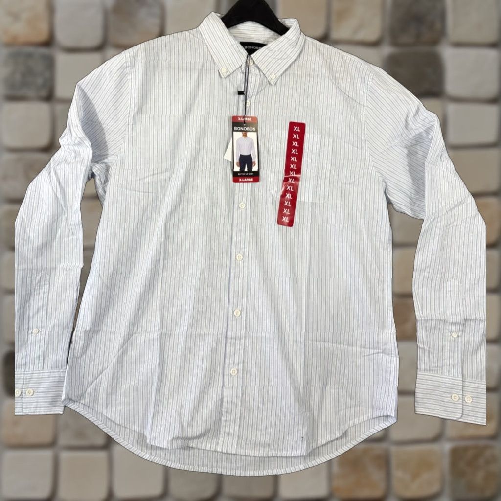 Bonobos Bonobos Shirt Mens XL Light Blue Pinstriped Stretch Long Sleeve Button-Up NWT Size US XL / EU 56 / 4 - 1 Thumbnail