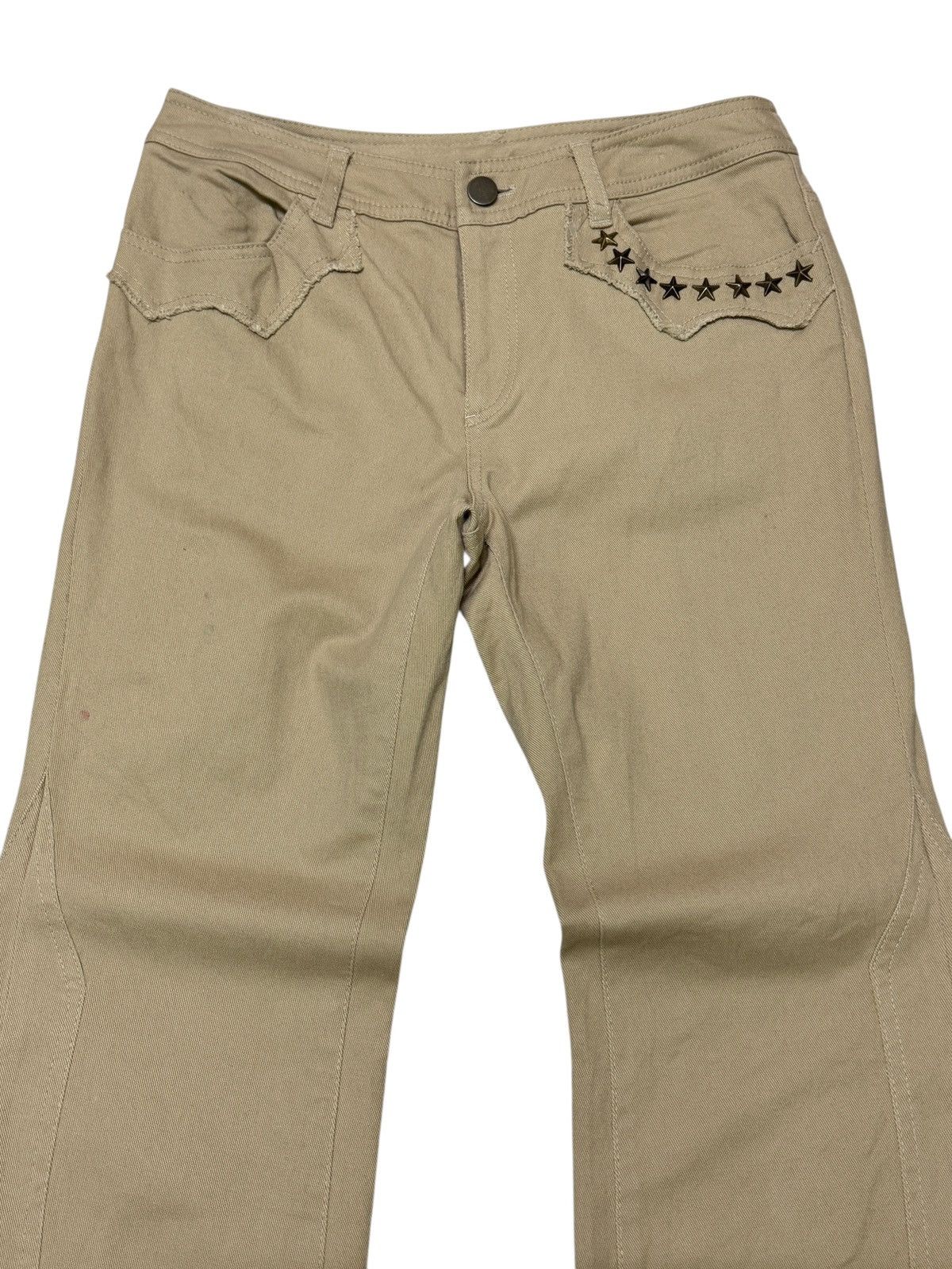 Tornado Mart Y2K Beige Flare Pants with Star Studded Cowboy Aesthetic Size US 26 / EU 42 - 3 Thumbnail