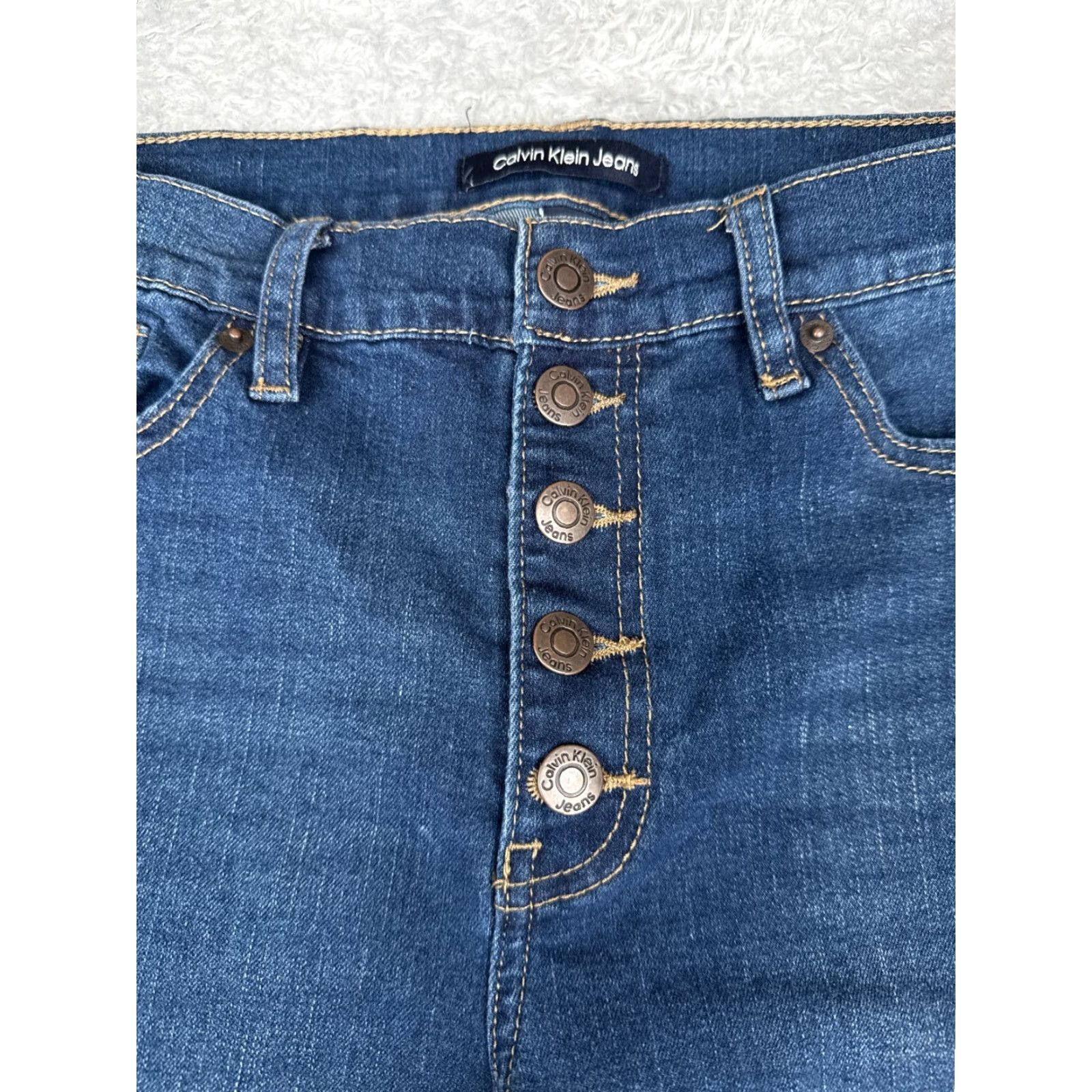Calvin Klein Calvin Klein Jeans Womens Jeans 30x29 Blue High Rise Bootcut 30 29 Denim Button Fly Stretch Pockets Logo Embroidered Size 34" / US 12 / IT 48 - 5 Thumbnail