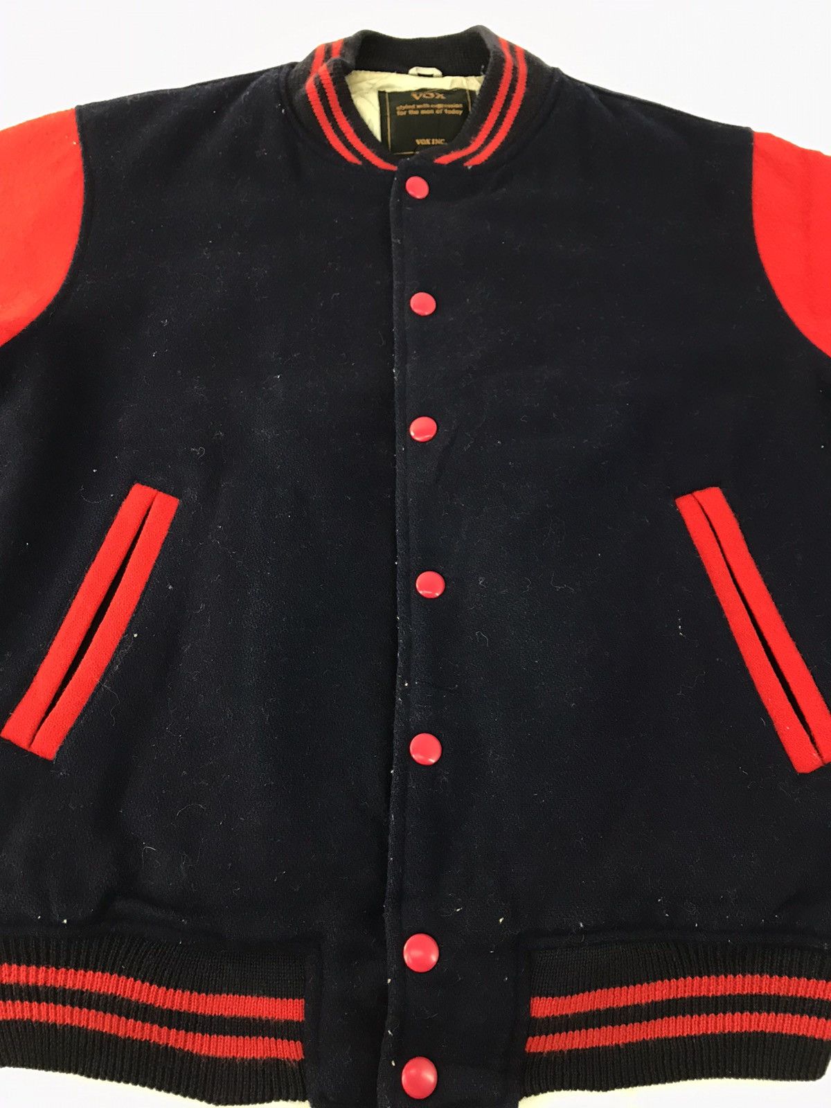 Vintage VOX Simple Varsity Jacket Wool Sleeve Quilted Padded Inner Size US M / EU 48-50 / 2 - 3 Thumbnail