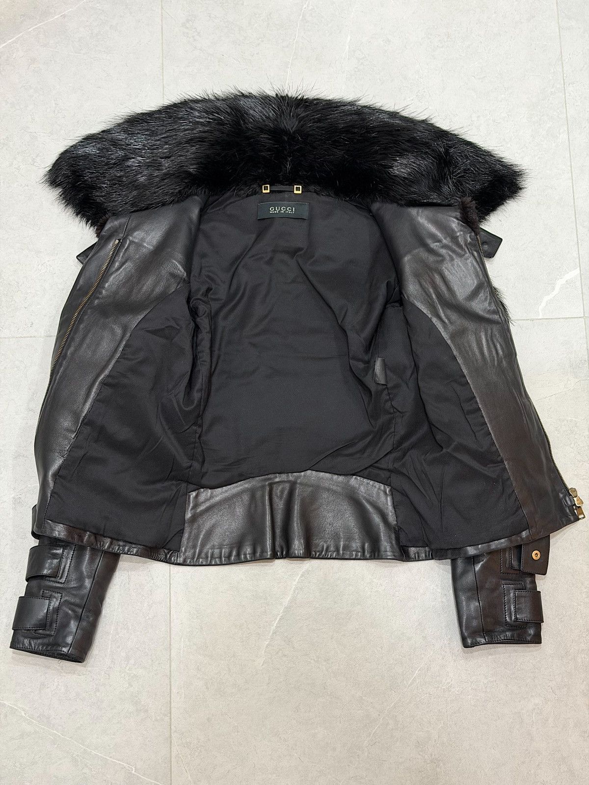 Gucci GUCCI Tom Ford FW2003 Beaver Fur Leather Jacket 2003 Buckles Size S / US 4 / IT 40 - 18 Thumbnail