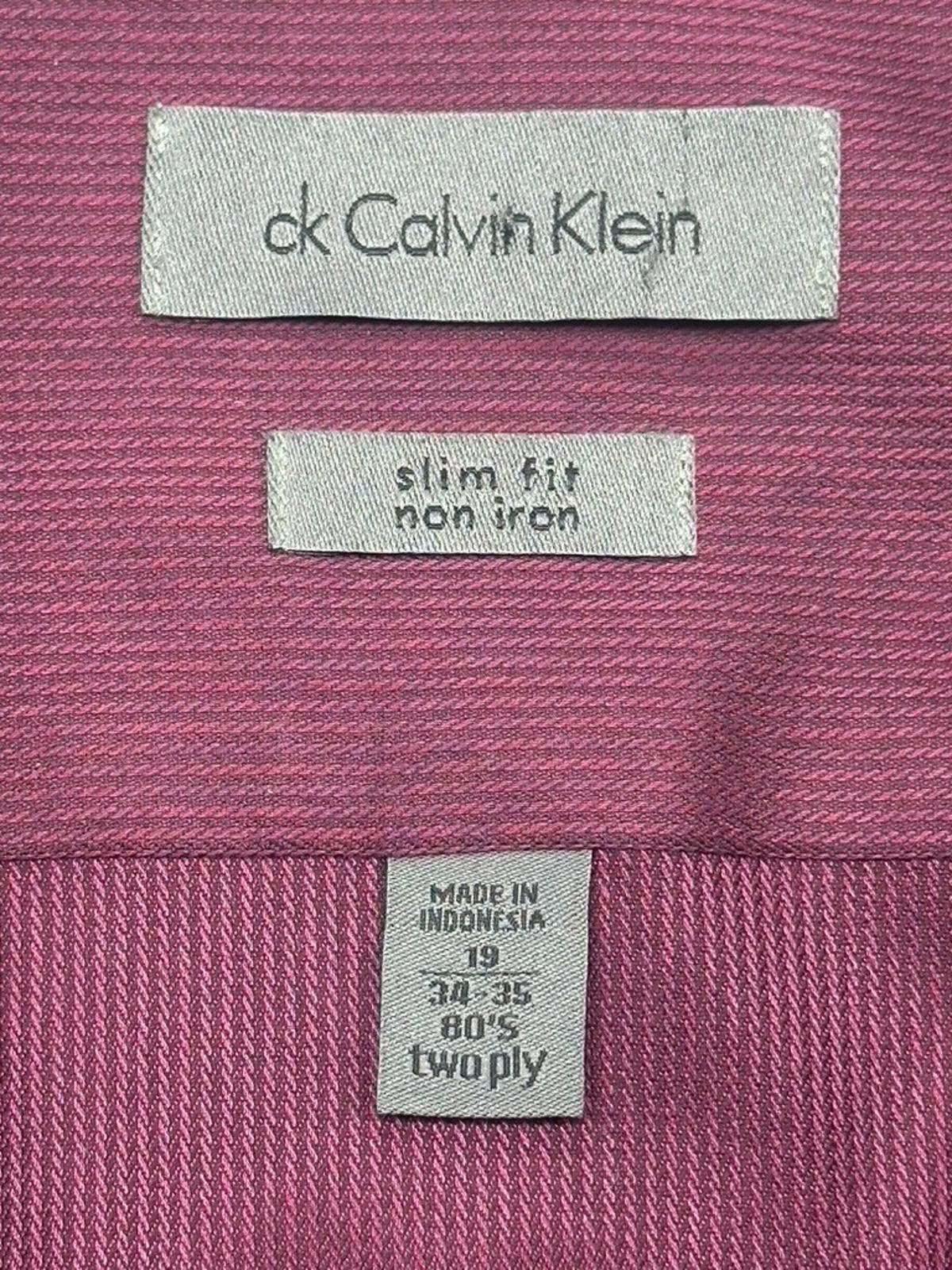 Calvin Klein Calvin Klein CK Slim Fit Non-Iron Button Down Red Men's M Size 38R - 5 Thumbnail
