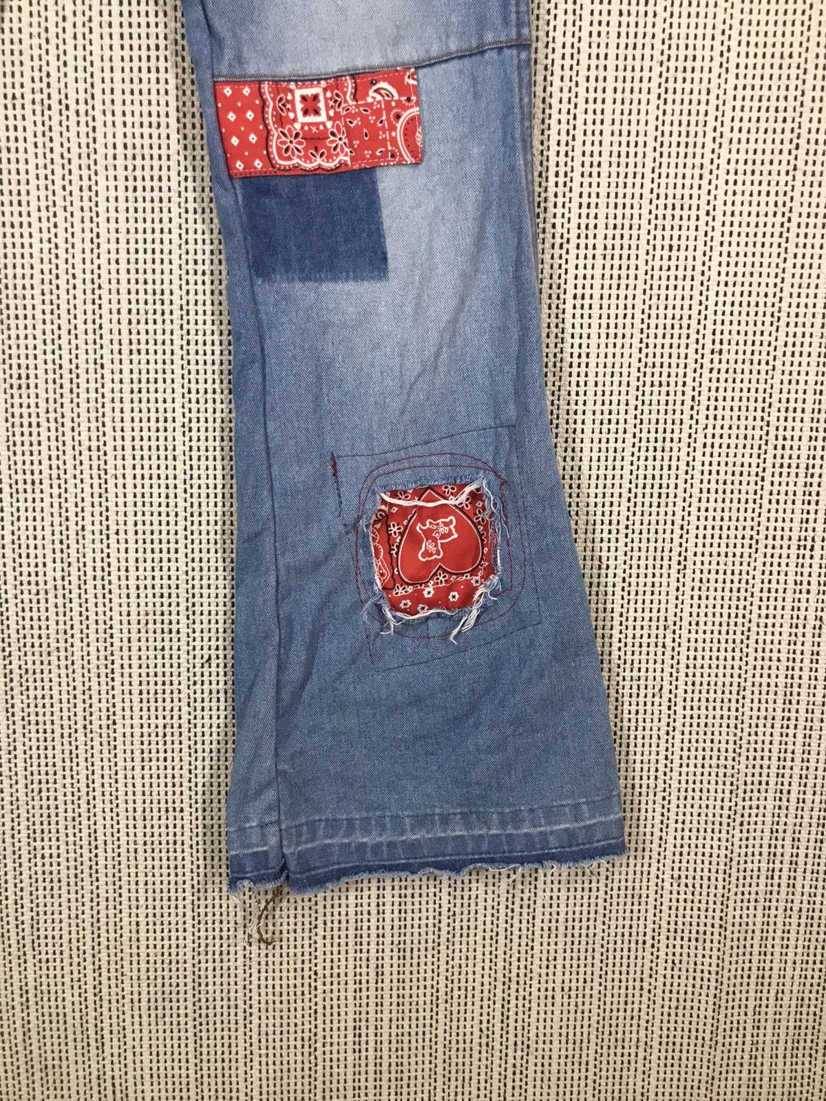 Japanese Brand ‼️JAPANASE BRAND BOOTCUT DENIM CUSTOM BANDANA PATCH‼️ Size US 29 - 6 Thumbnail