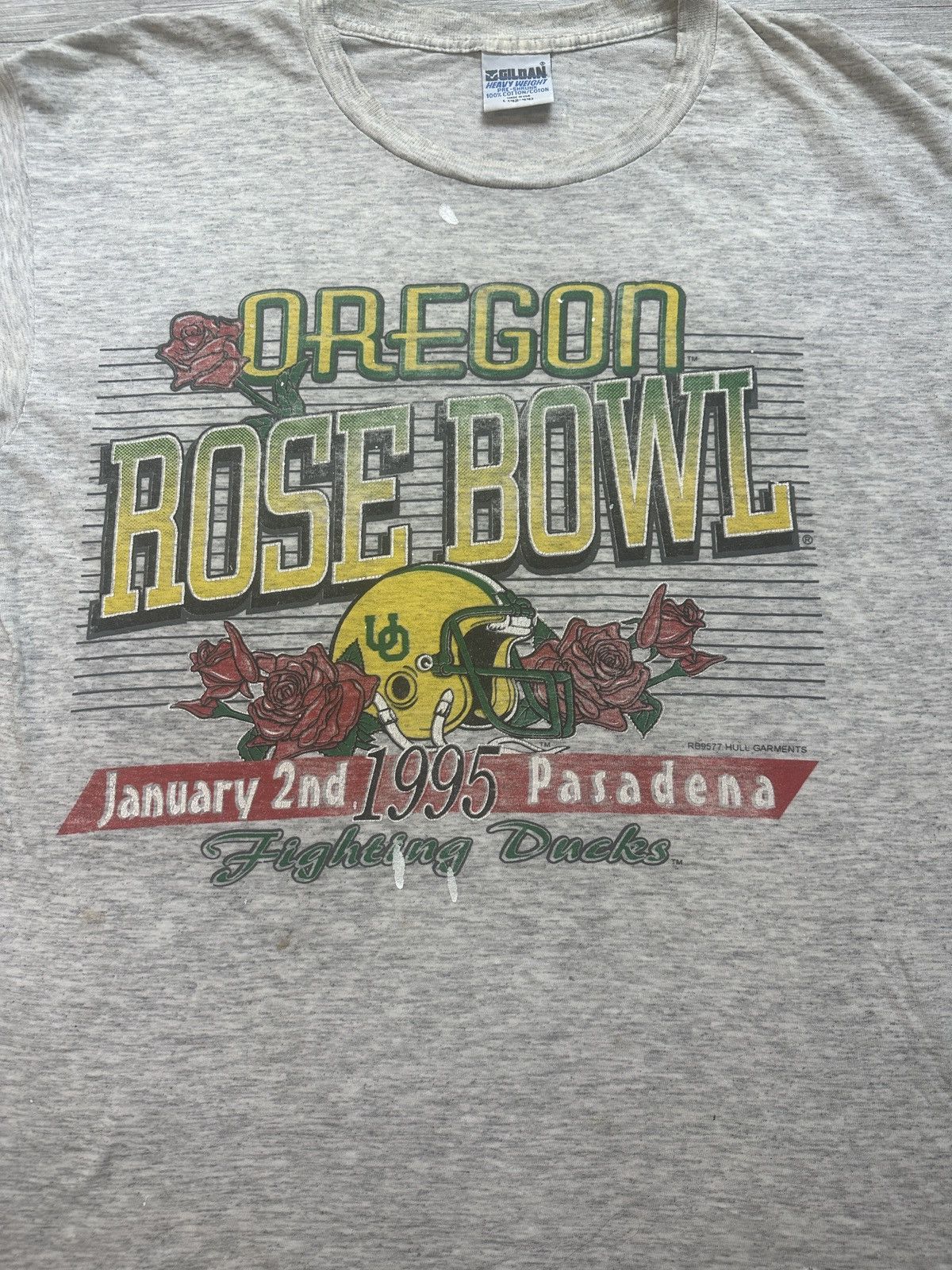 Gildan Vintage 90s Oregon Ducks Rose Bowl Single Stitched T-Shirt Size US L / EU 52-54 / 3 - 6 Thumbnail
