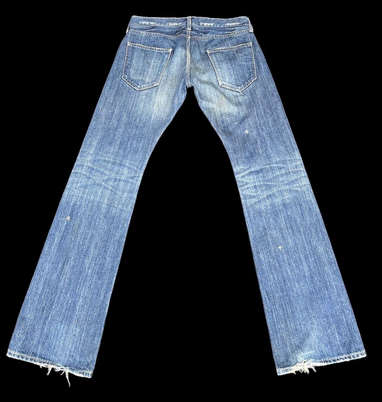 Vintage Vintage Vanquish Gold Japan Rips Mud Denim Dirty Flare Jeans Size US 29 - 2 Thumbnail