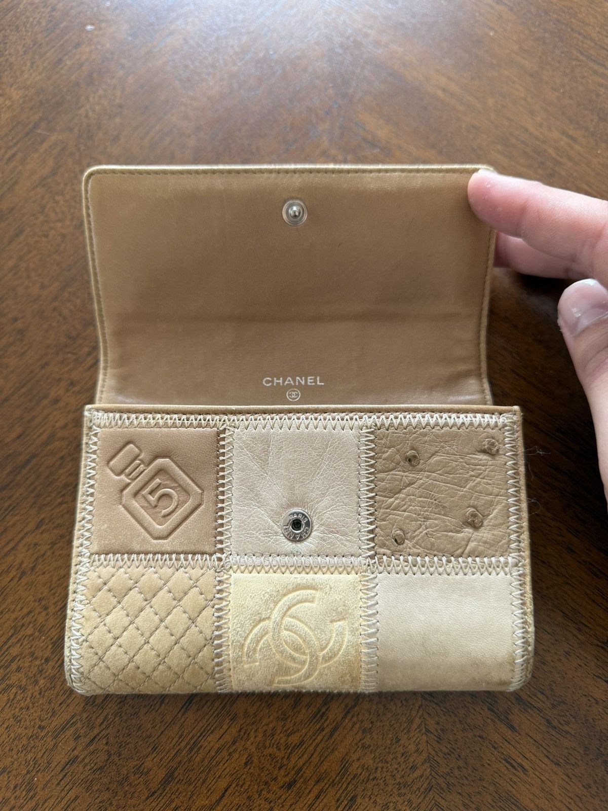 Chanel CHANEL Ostrich Patchwork Leather Wallet Size ONE SIZE - 9 Thumbnail