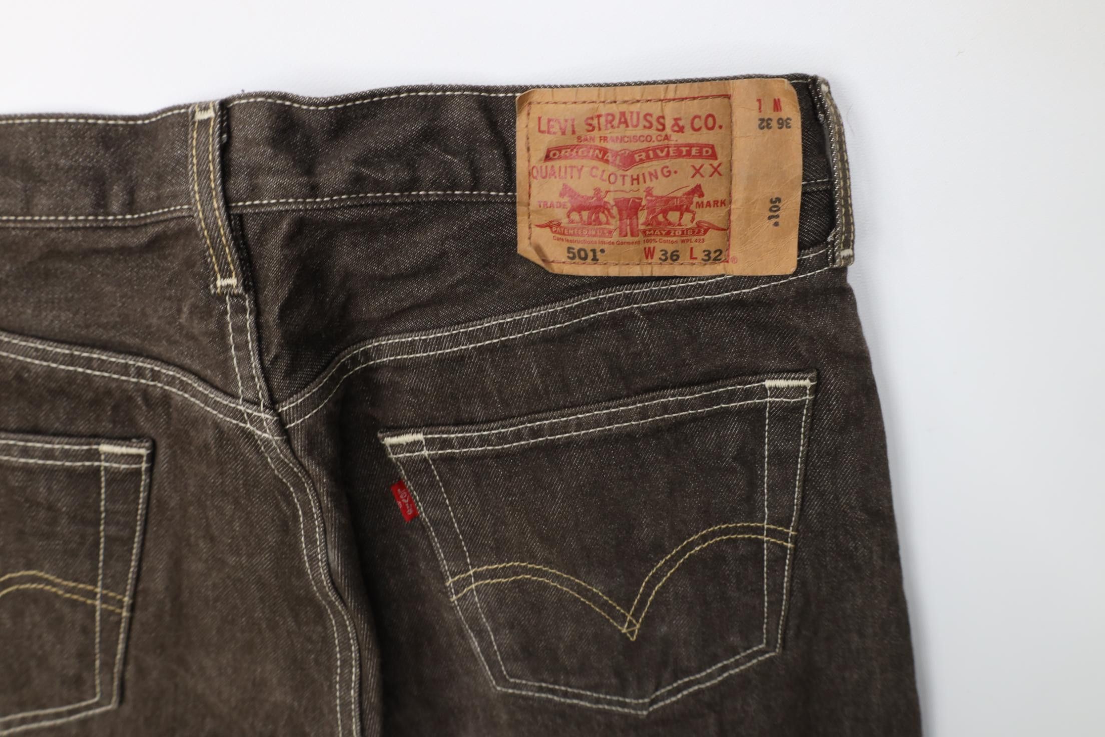 Levi's Vintage Y2K Levis 501xx Fly Regular Straight Leg Jeans Brown Size US 36 / EU 52 - 13 Thumbnail