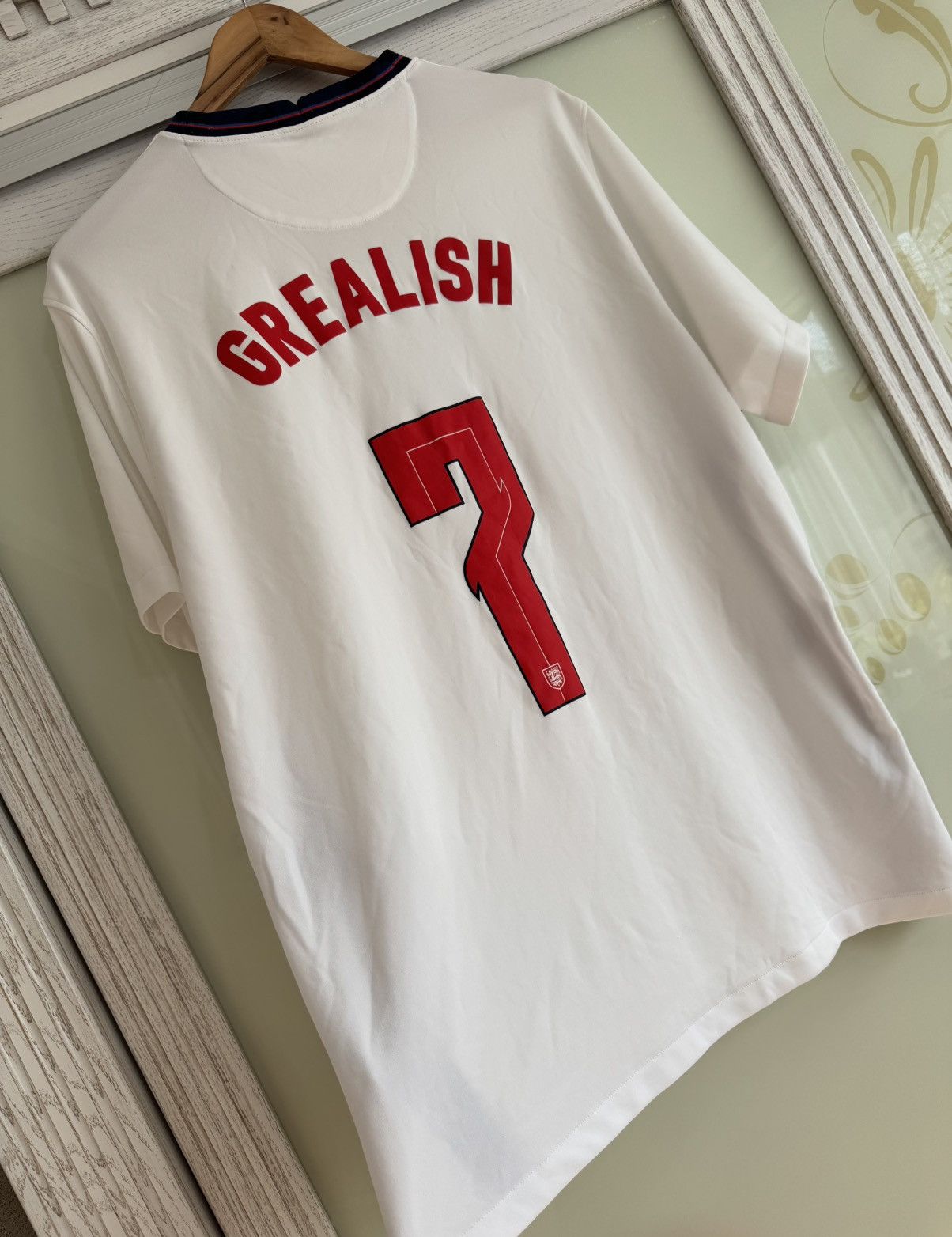 Nike Jack Grealish #7 England 2020-2021 Home Soccer Jersey Kit Size US XXL / EU 58 / 5 - 9 Thumbnail