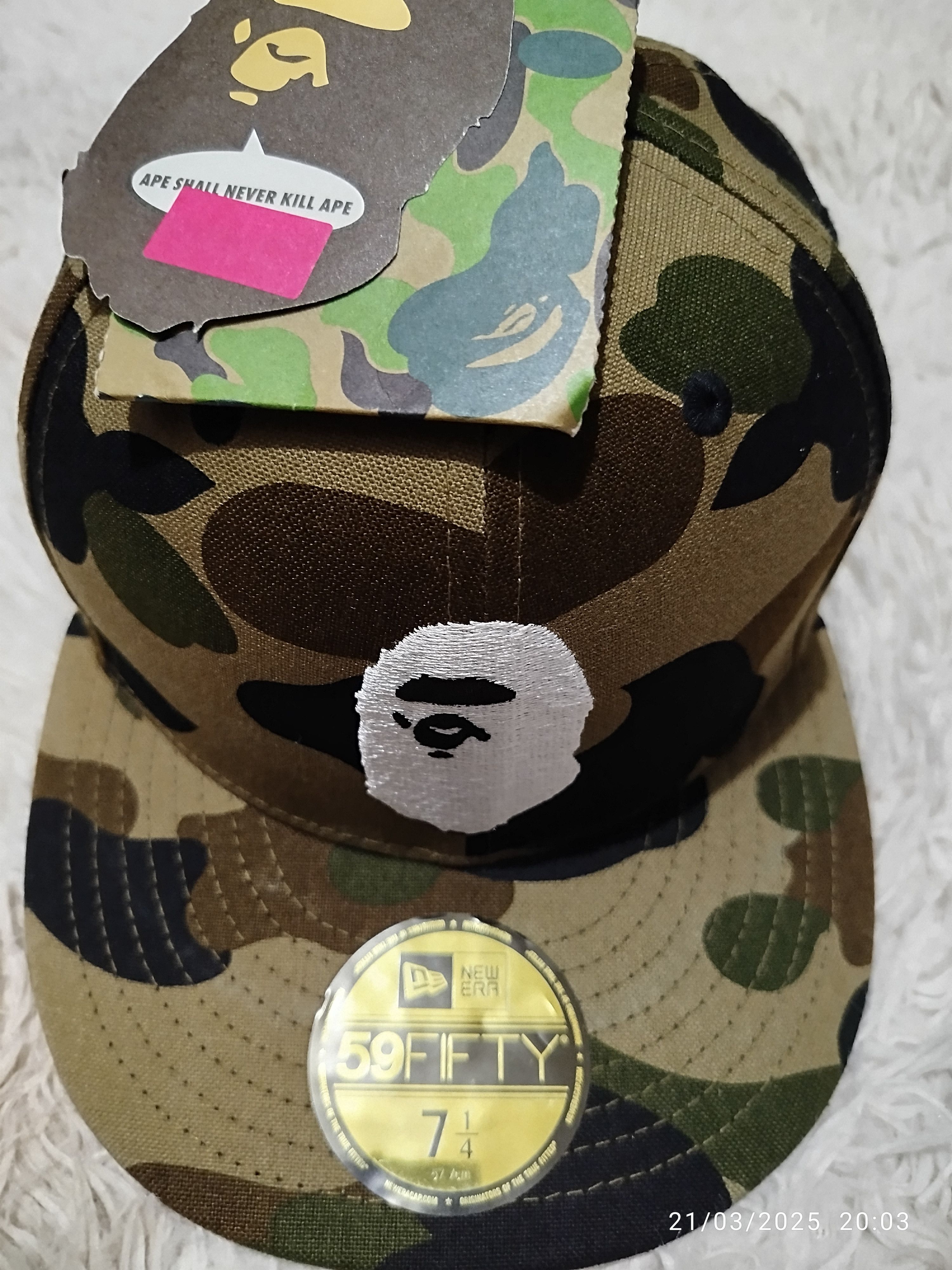Bape Rare BAPE New Era 59 Fifty 7 ¼ 1st Camo Ape Head Cap Size ONE SIZE - 2 Thumbnail