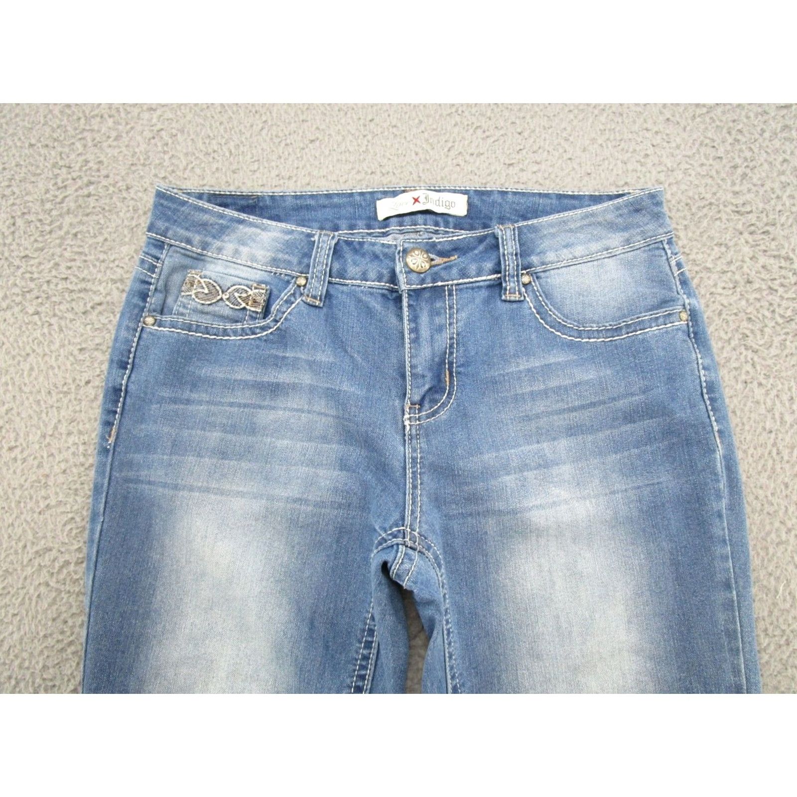 Vintage Love Nation Jeans Women's Size 8 Blue Ankle Cropped Stretch Pocket Thick Stitch Size 30" / US 8 / IT 44 - 3 Thumbnail