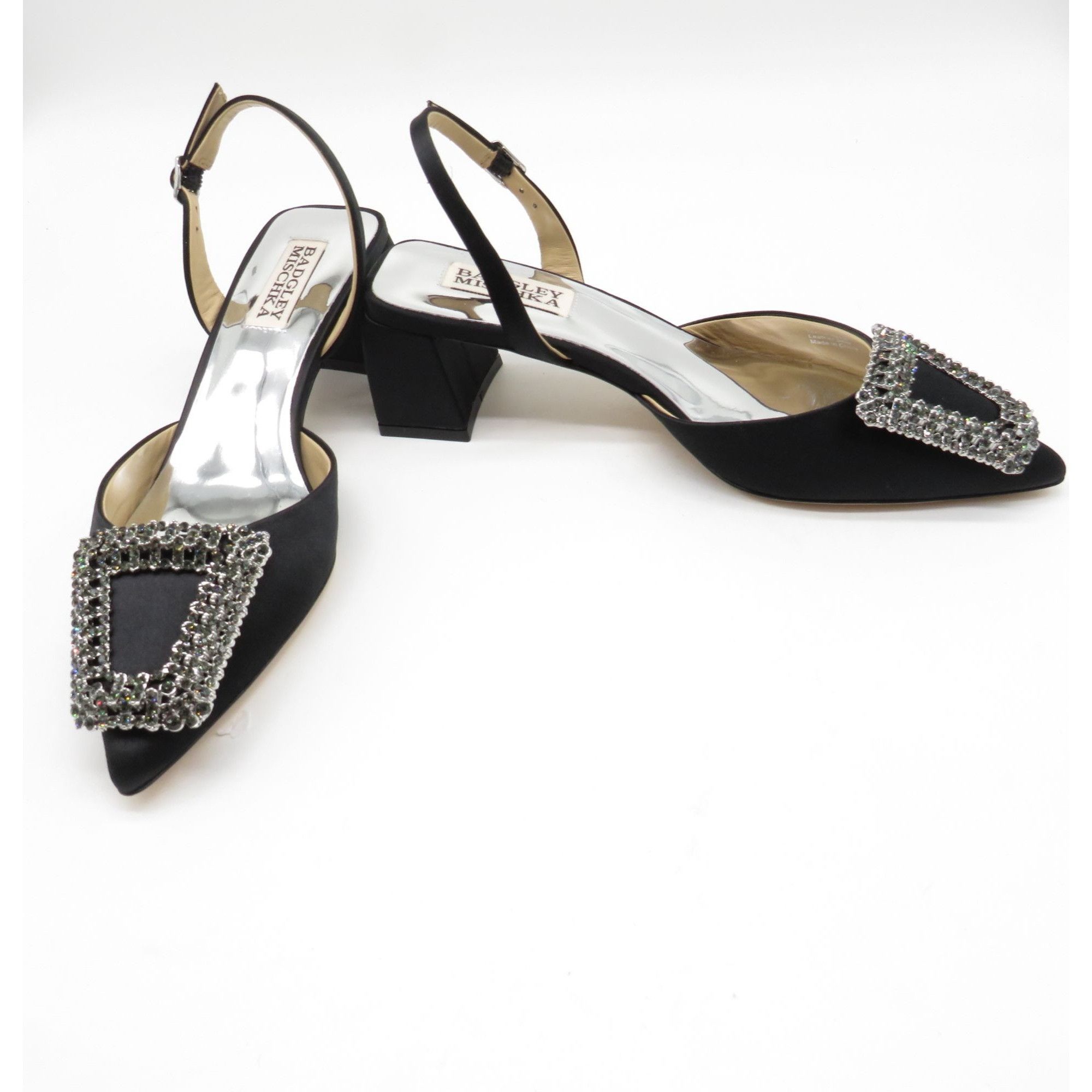 Badgley Mischka Badgley Mischka Women's Emmie Black Slingback Pumps Block He Size US 6 / IT 36 - 4 Thumbnail