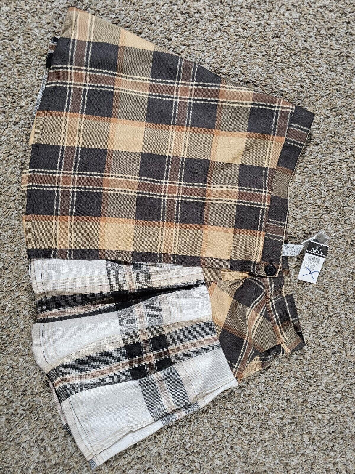 rue21 Rue 21 Brown Plaid Mini Skirt Small NWT Size 28" / US 6 / IT 42 - 1 Thumbnail