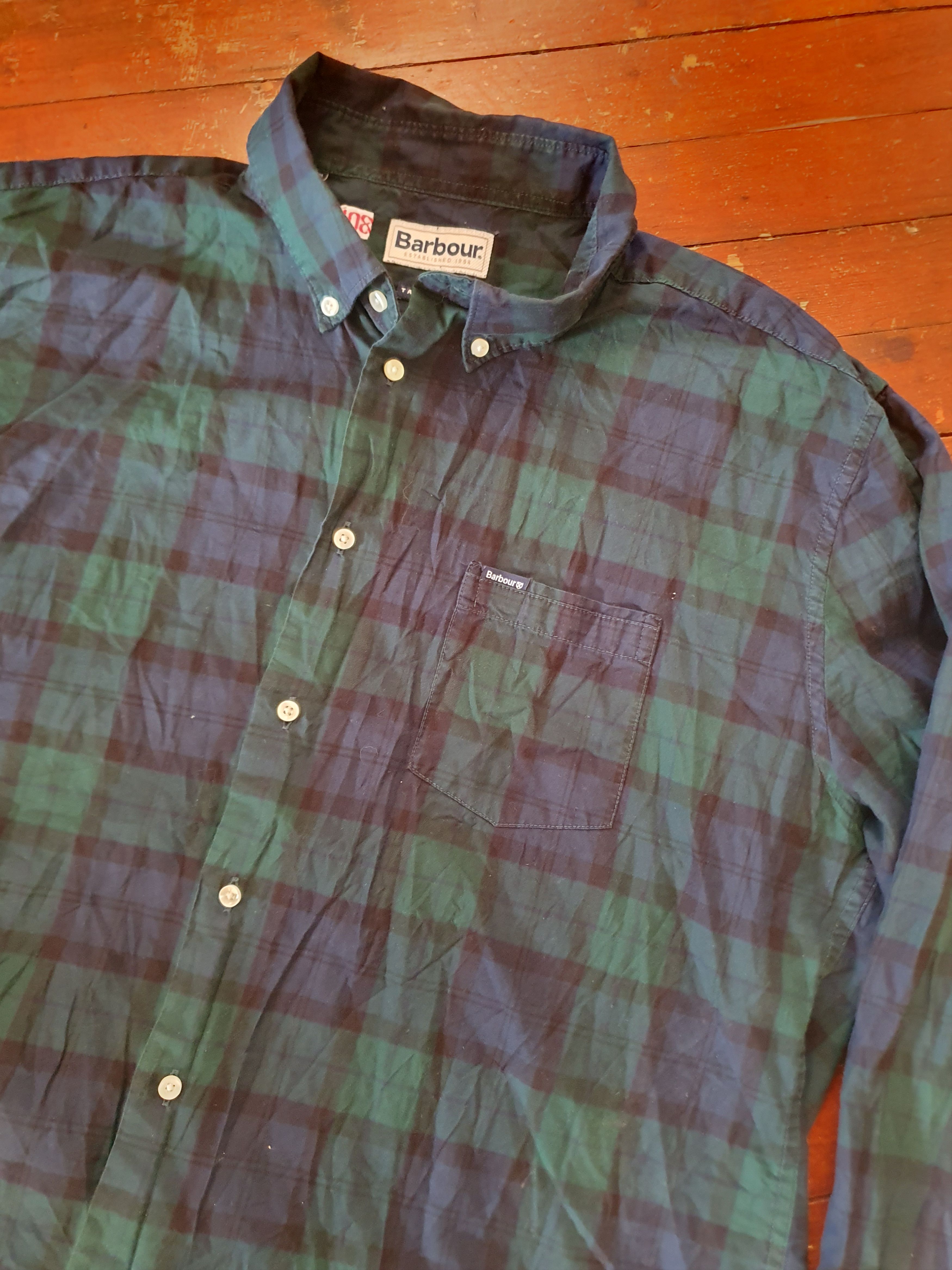 Barbour Barbour Tailored Fit Flannel shirt Plaid Blue Green sz XL Size US XL / EU 56 / 4 - 1 Thumbnail