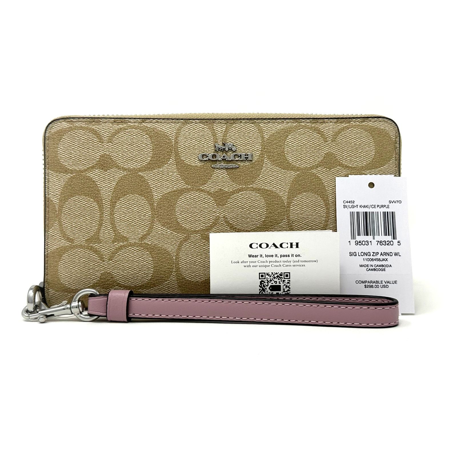 Coach Coach Long Zip Around Wallet Signature Canvas Purple C4452 Size ONE SIZE - 8 Thumbnail
