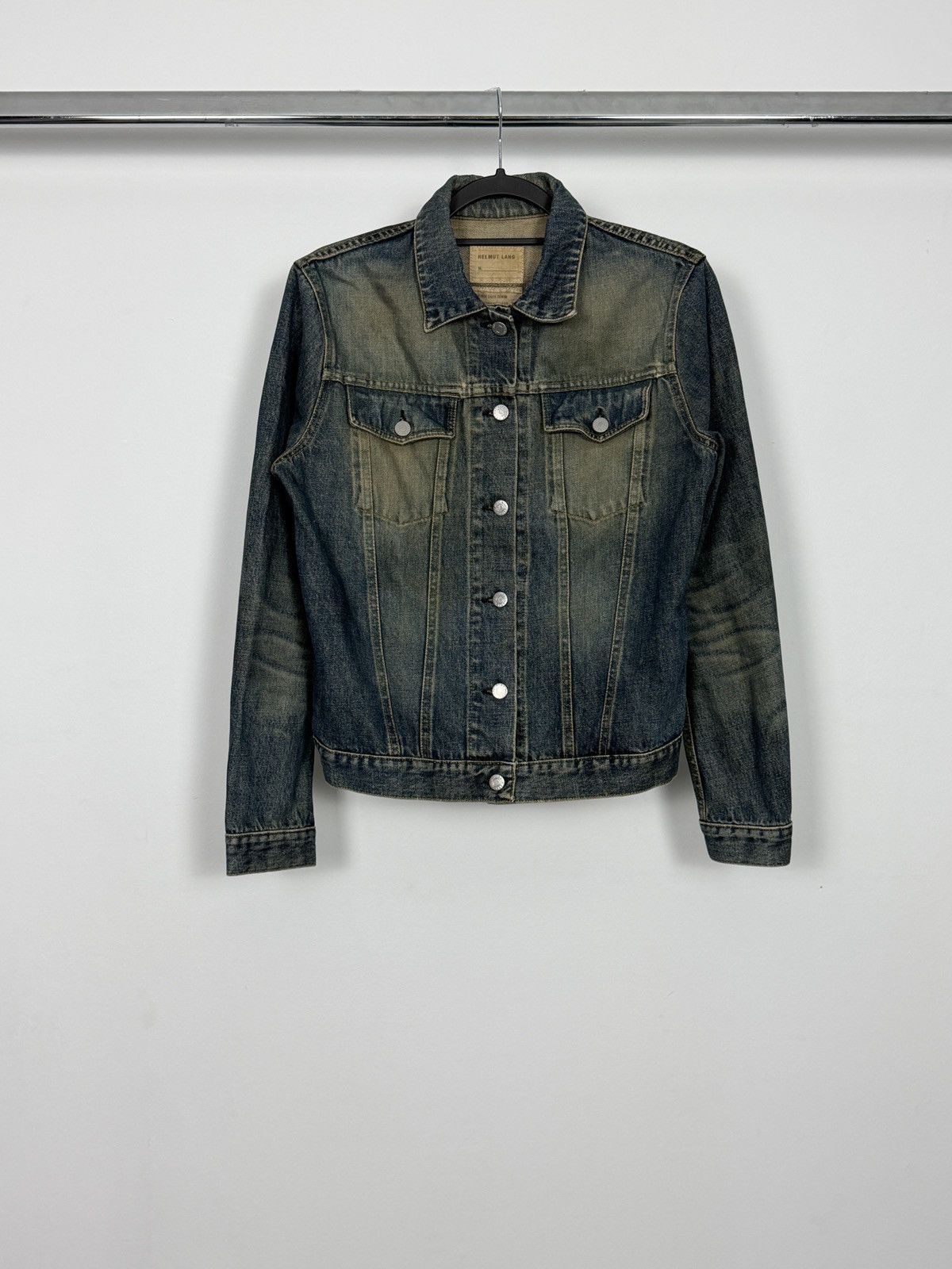 Helmut Lang Helmut Lang ss2003 leather sleeve denim jacket | Grailed