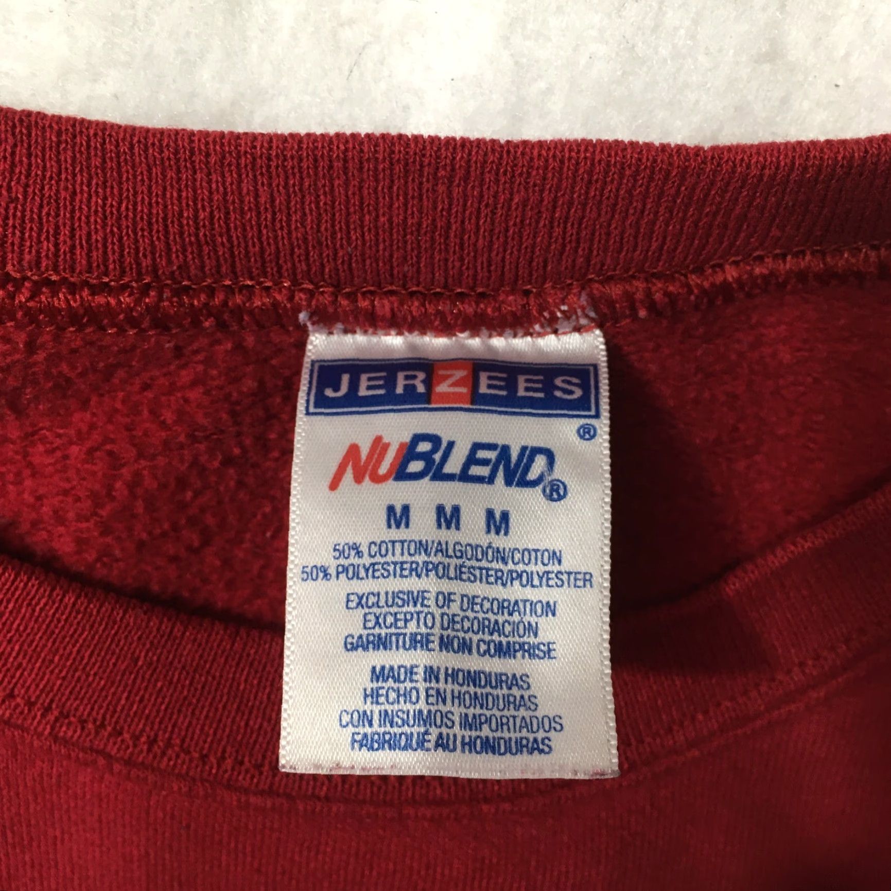 Jerzees VINTAGE Jerzees Sweatshirt 90s Long Sleeve Crew Bible Verse 1 Cor. 15:10 God Burgundy Men M Size US M / EU 48-50 / 2 - 3 Thumbnail