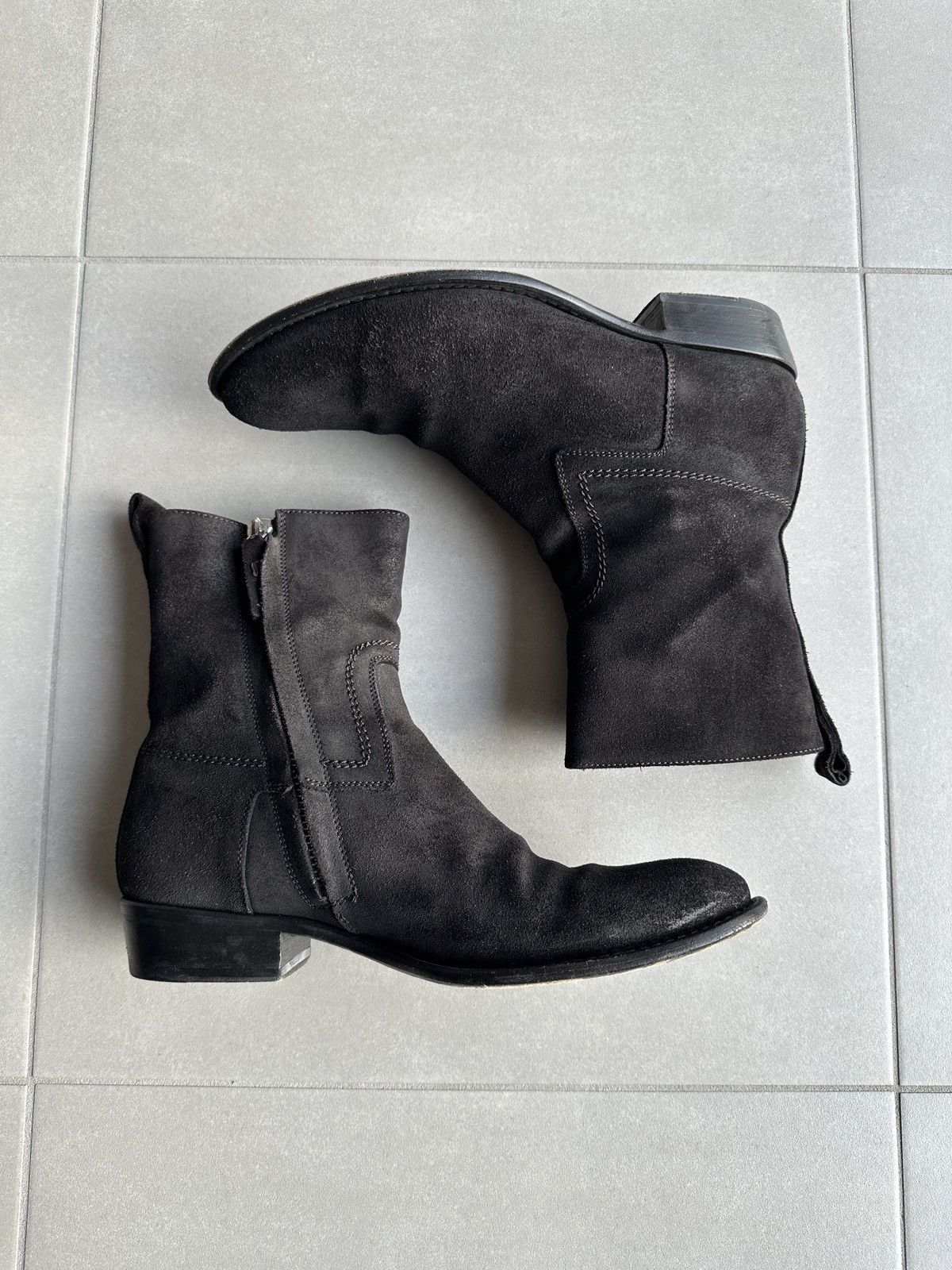 Dior × Hedi Slimane Dior Homme AW07 “Navigate” western cuban heel suede boots Size US 9 / EU 42 - 7 Thumbnail