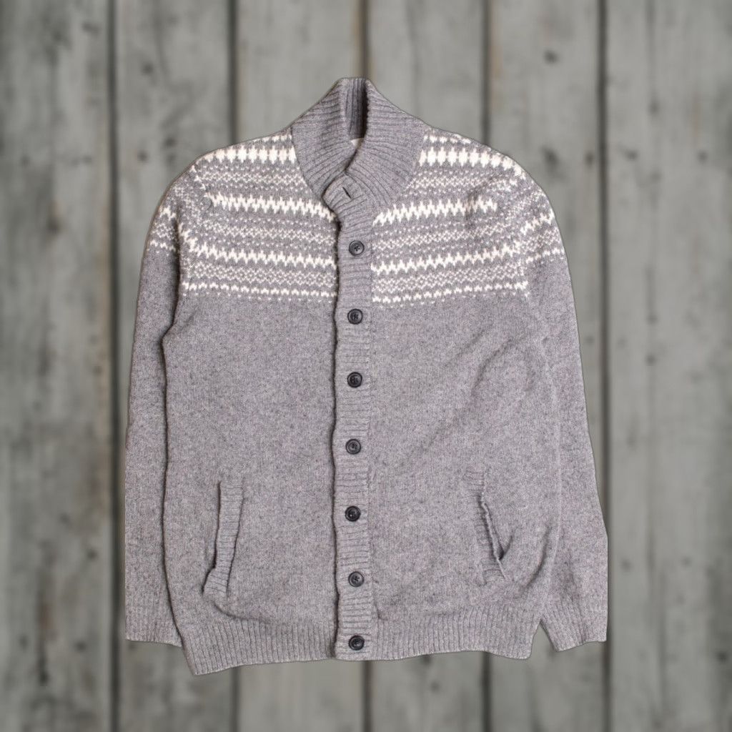 Vintage **Vintage Gray Fair Isle Knit Button-Up Large** User: Vintage Gray Fair Isle Knit Button-Up Large Size L / US 10 / IT 46 - 1 Thumbnail