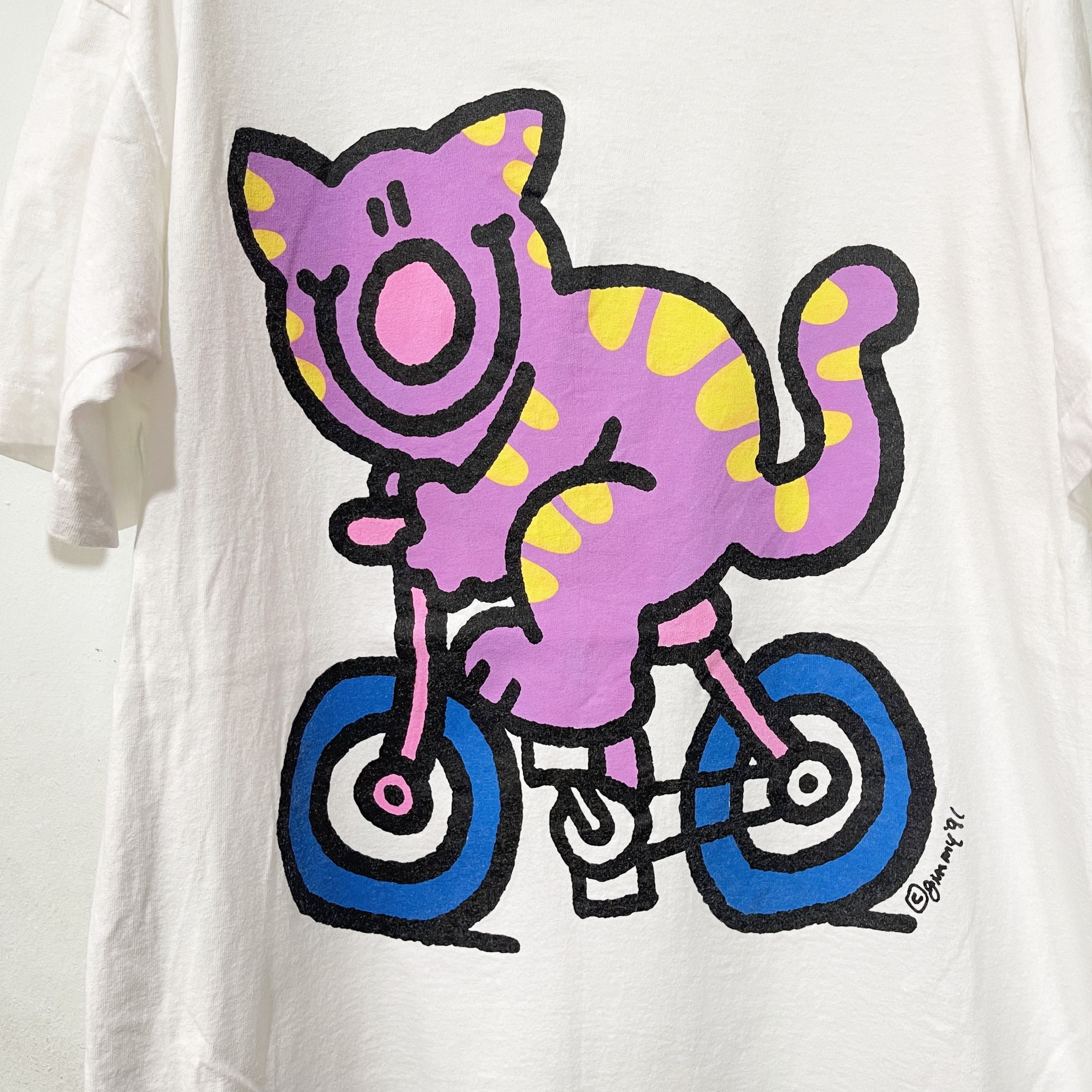 Vintage Vintage 90s Laurel Burch Cat Bicycle T-Shirt Size US L / EU 52-54 / 3 - 2 Thumbnail