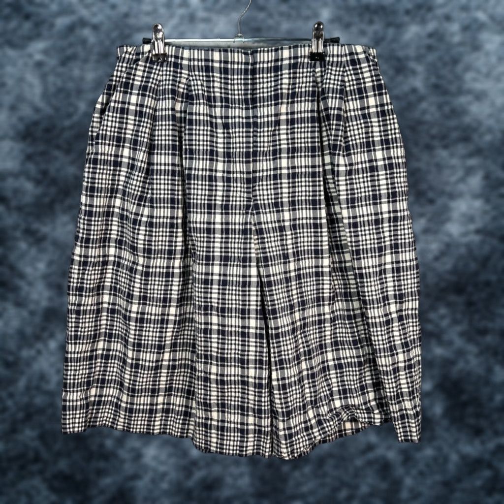 Cos COS Plaid Bermuda Shorts Blue & White 42 EUR Womens Cotton Blend Pleated High-Waist Shorts Adult Womens Size 28" / US 6 / IT 42 - 1 Thumbnail