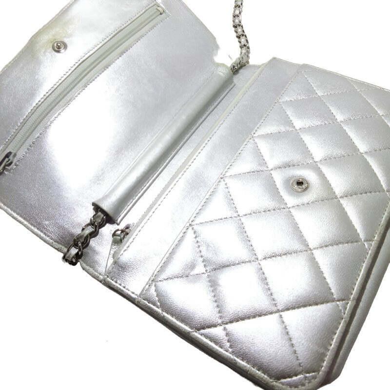 Chanel CHANEL Lambskin Quilted Wallet On Chain WOC Silver 15* Size ONE SIZE - 3 Thumbnail