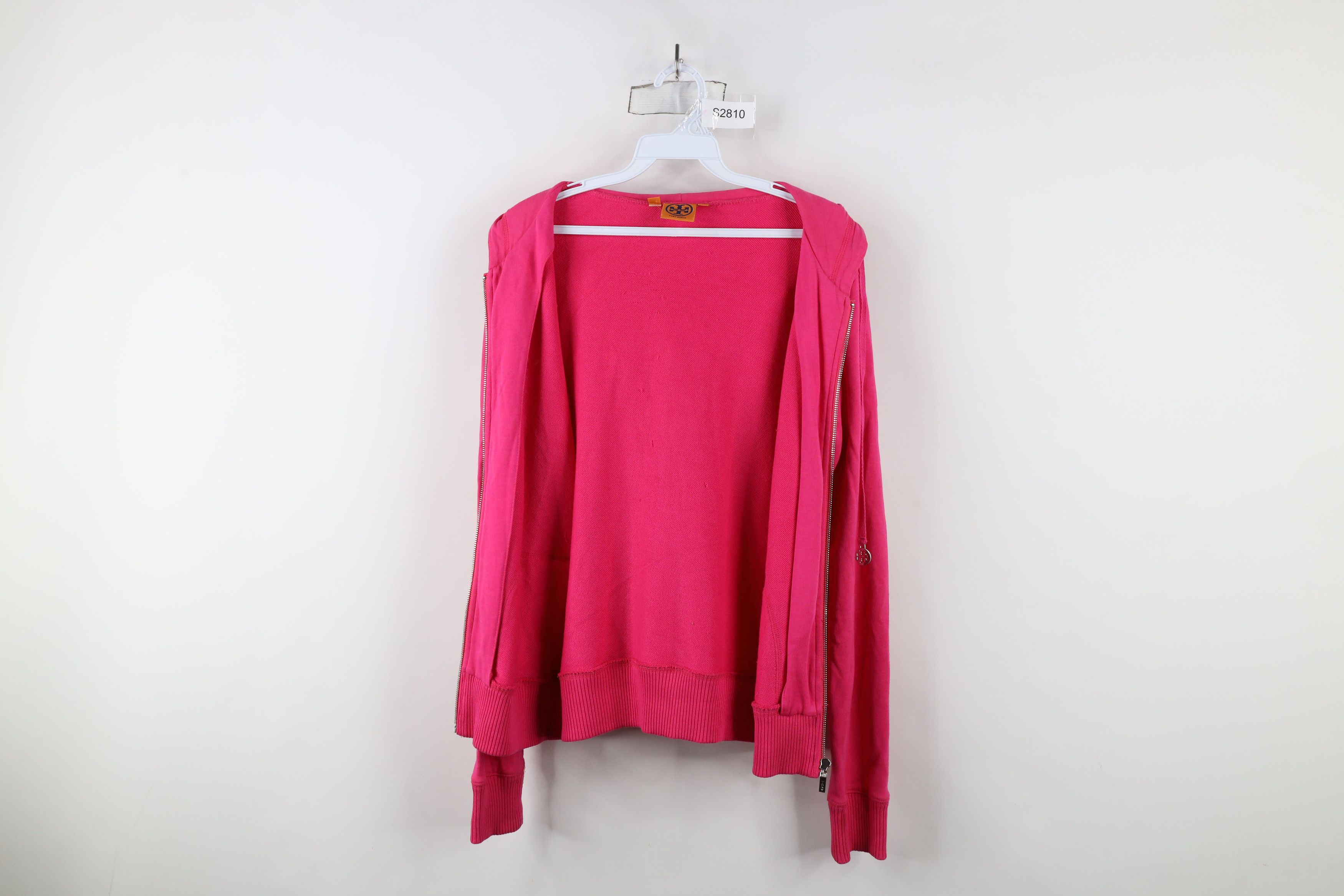 Tory Burch × Vintage Tory Burch Big Logo French Terry Full Zip Hoodie Pink Size M / US 6-8 / IT 42-44 - 10 Thumbnail