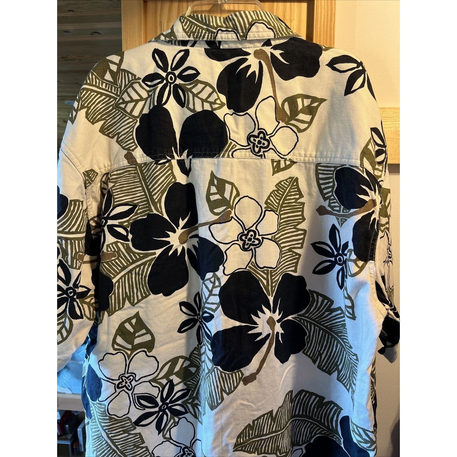 Bullhead Denim Co. Bullhead Vintage Men's XL White Black Cotton Hawaiian Shirt Size US XL / EU 56 / 4 - 12 Thumbnail